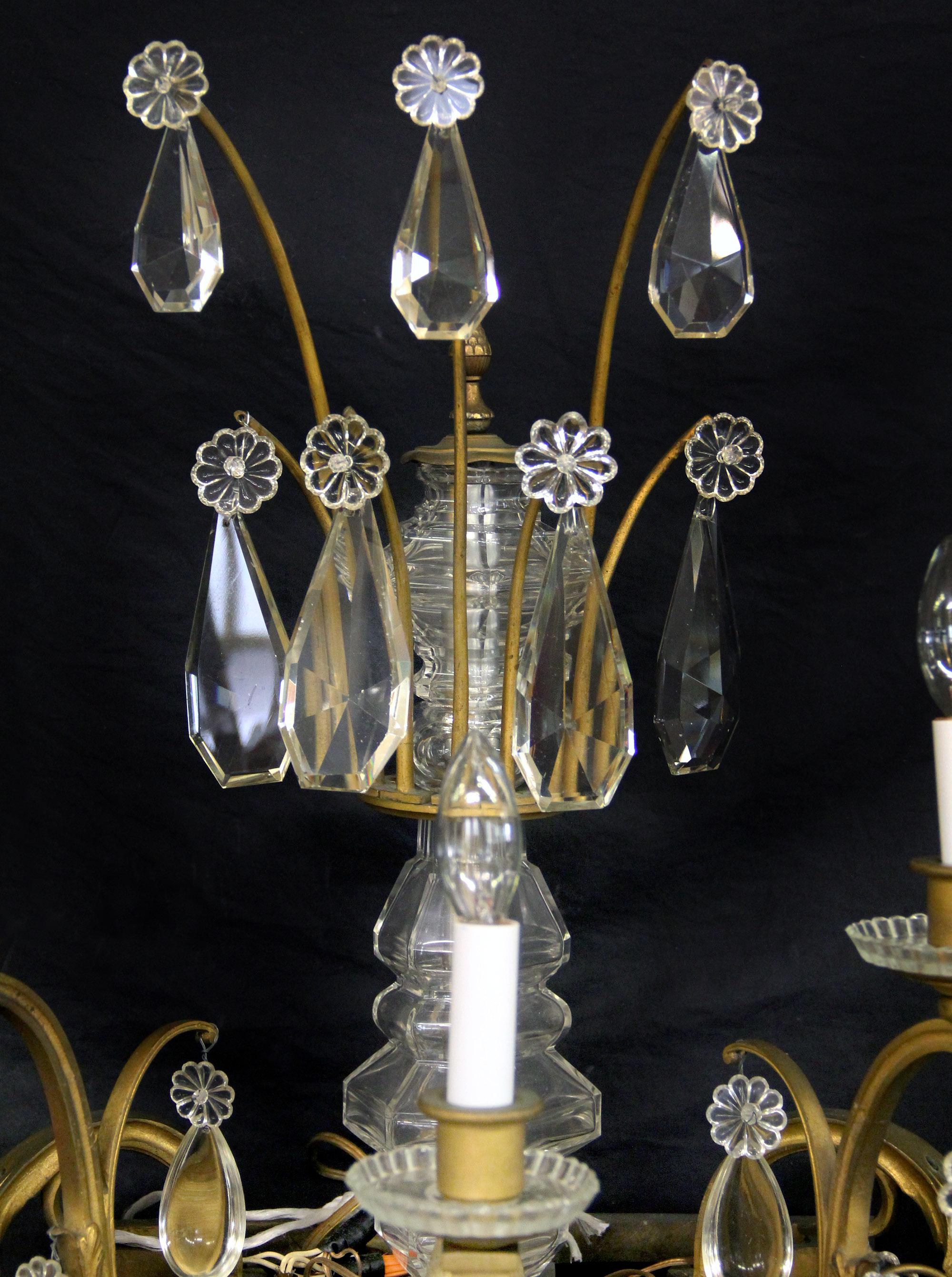French Palatial Set of Four Late 19th Century Gilt Bronze and Baccarat Crystal Sconces For Sale