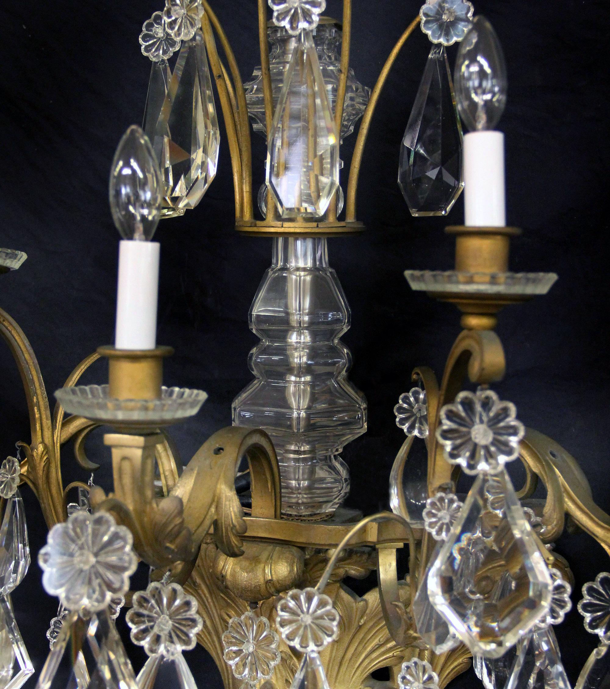 Palatial Set of Four Late 19th Century Gilt Bronze and Baccarat Crystal Sconces For Sale 1