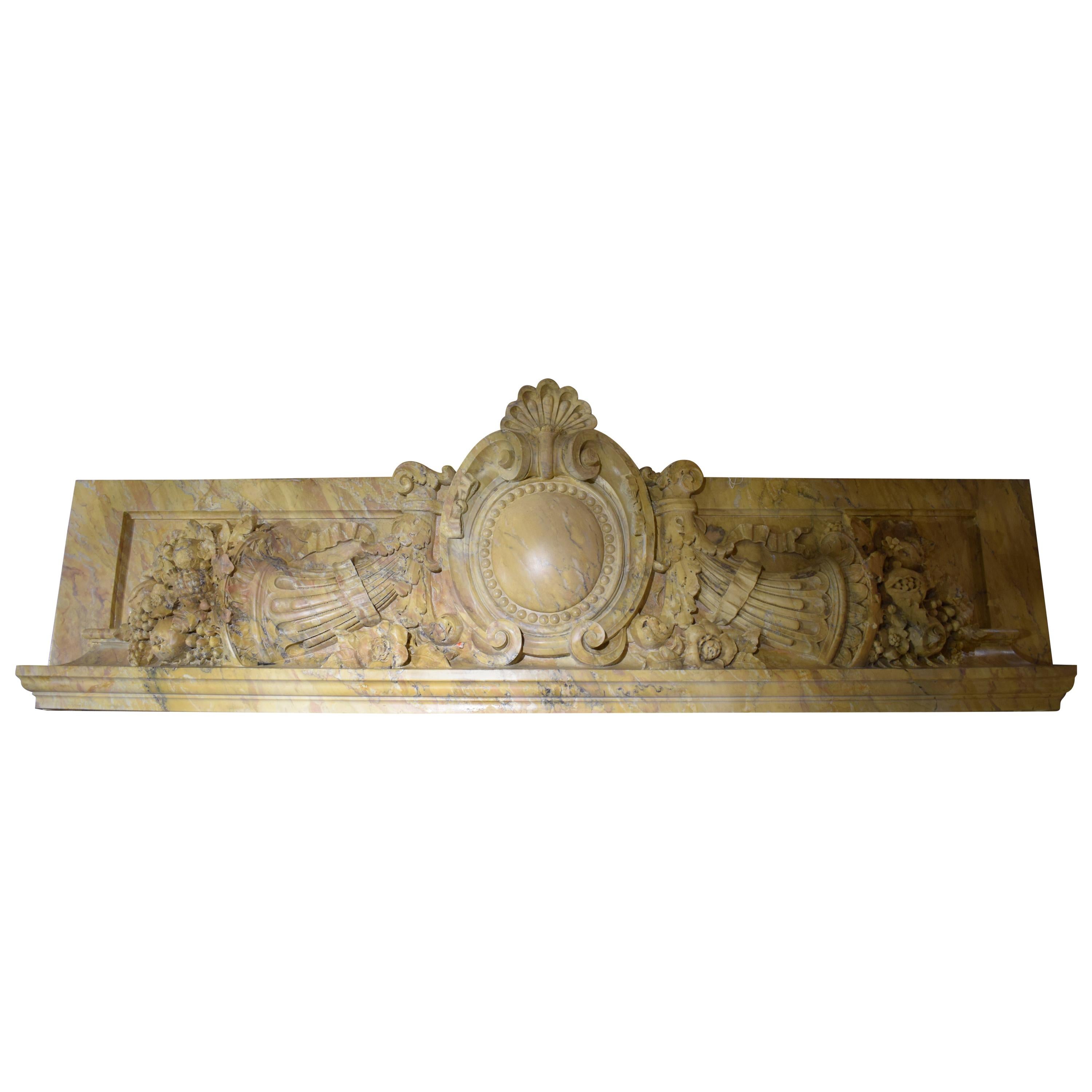 Palatial Sienna Marble Over Door Ornament For Sale