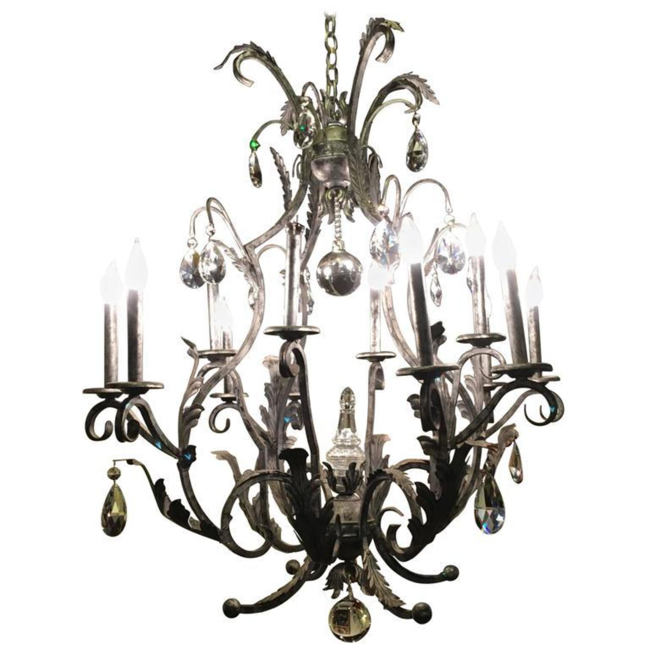 Palatial Silver Distressed Rustic Metal Chandelier by Schonbek For Sale 5