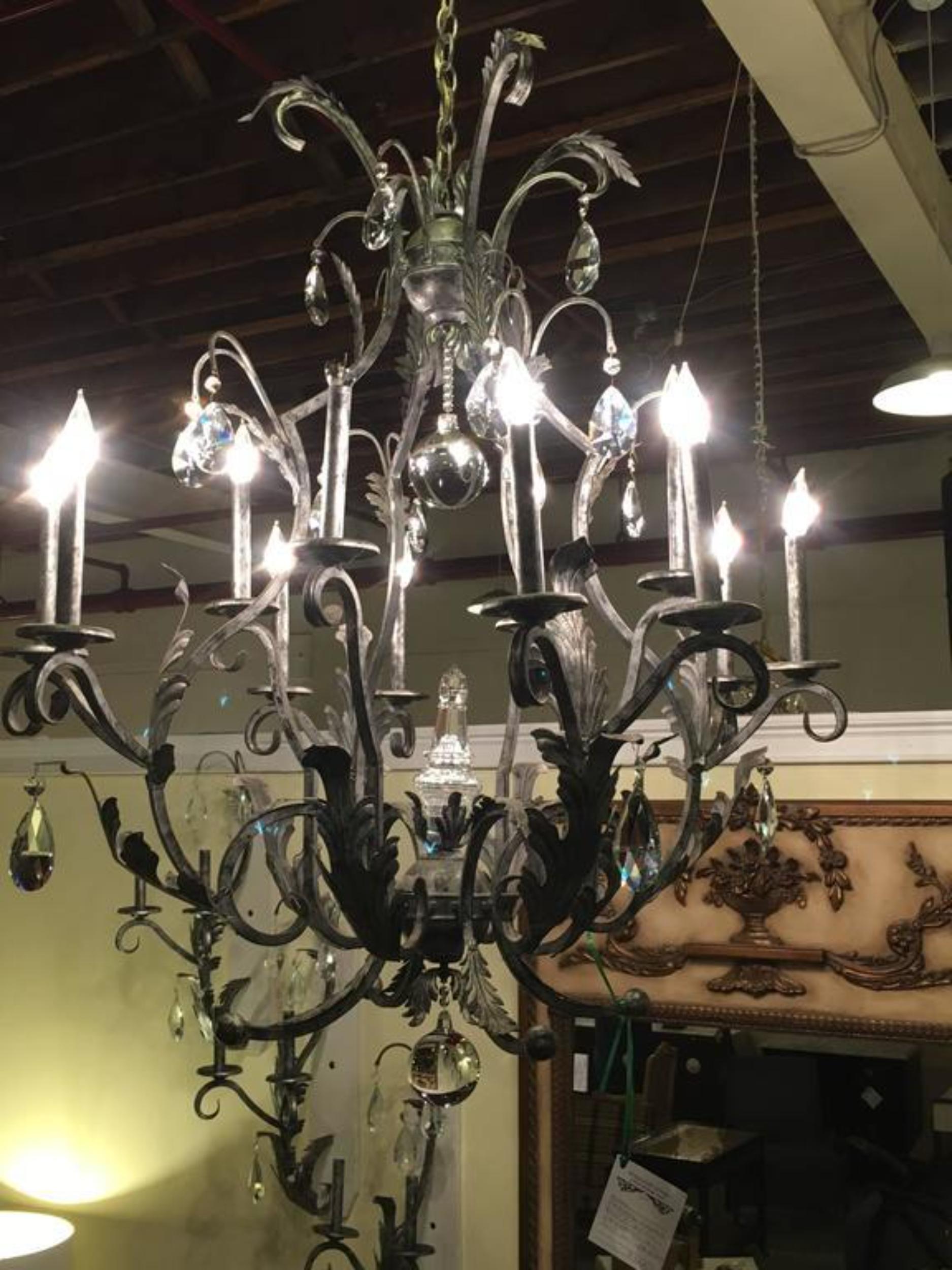Gothic Palatial Silver Distressed Rustic Metal Chandelier by Schonbek For Sale