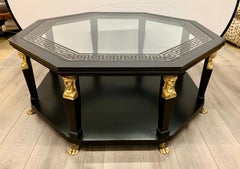 Palatial Versace Style Greek Key Cocktail Octagonal Coffee Table