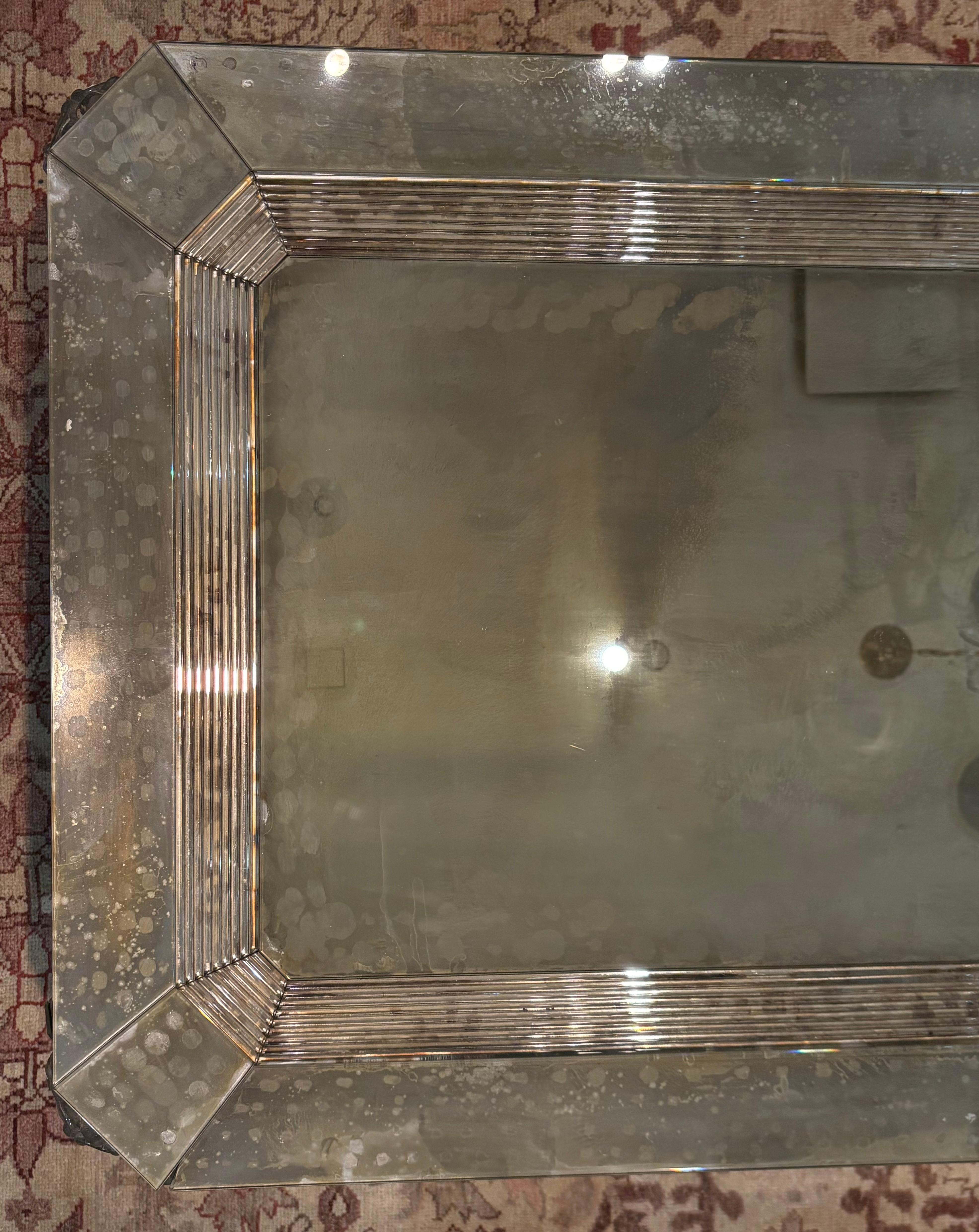 Palatial Versace Style Mirrored and Etched Low or Coffee Table For Sale 6