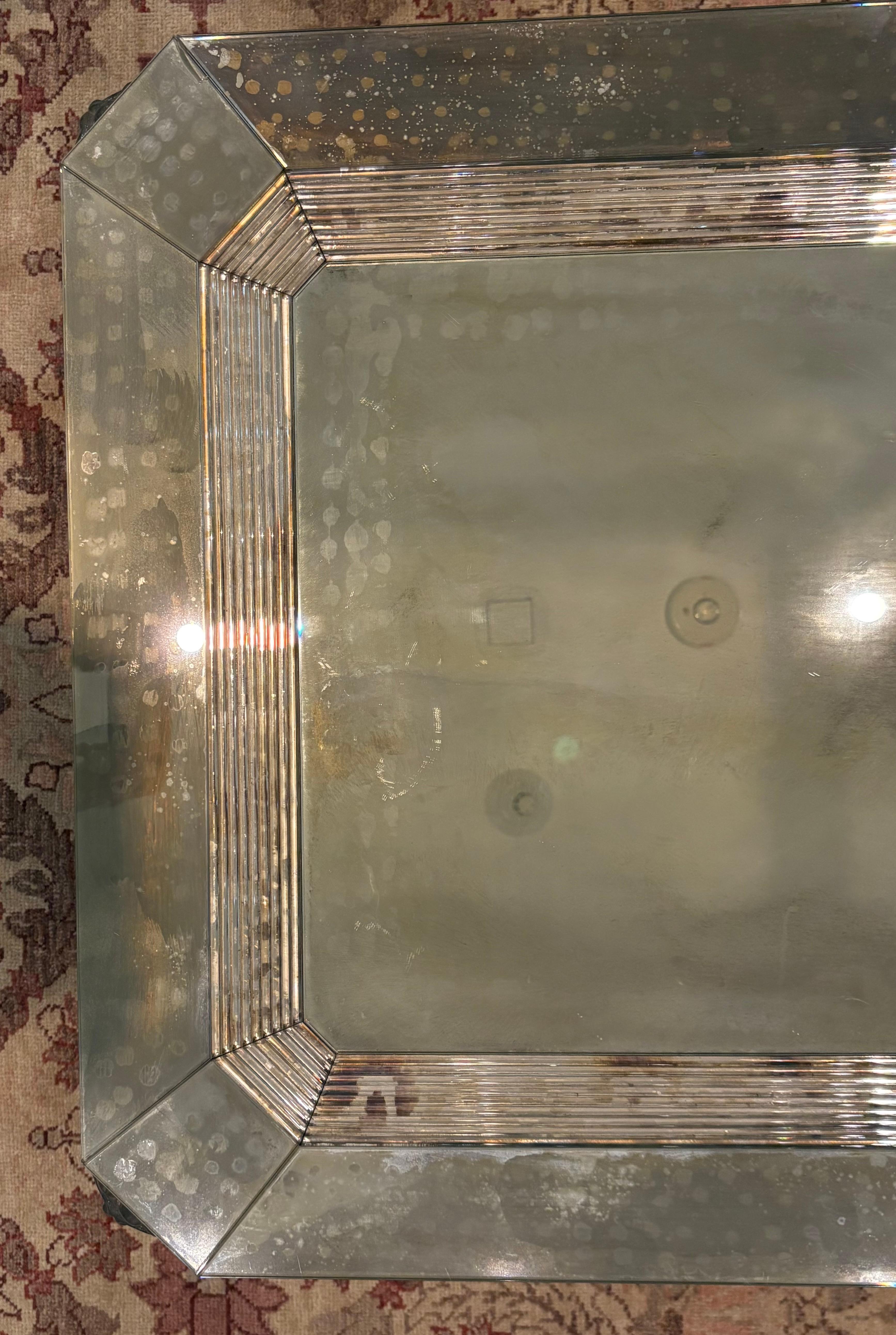 Palatial Versace Style Mirrored and Etched Low or Coffee Table For Sale 7