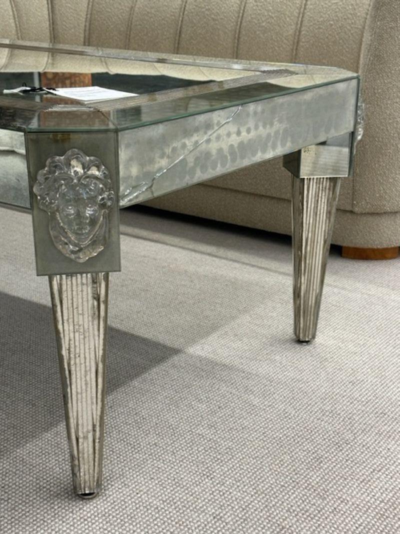 Palatial Versace Style Mirrored and Etched Low or Coffee Table For Sale 9