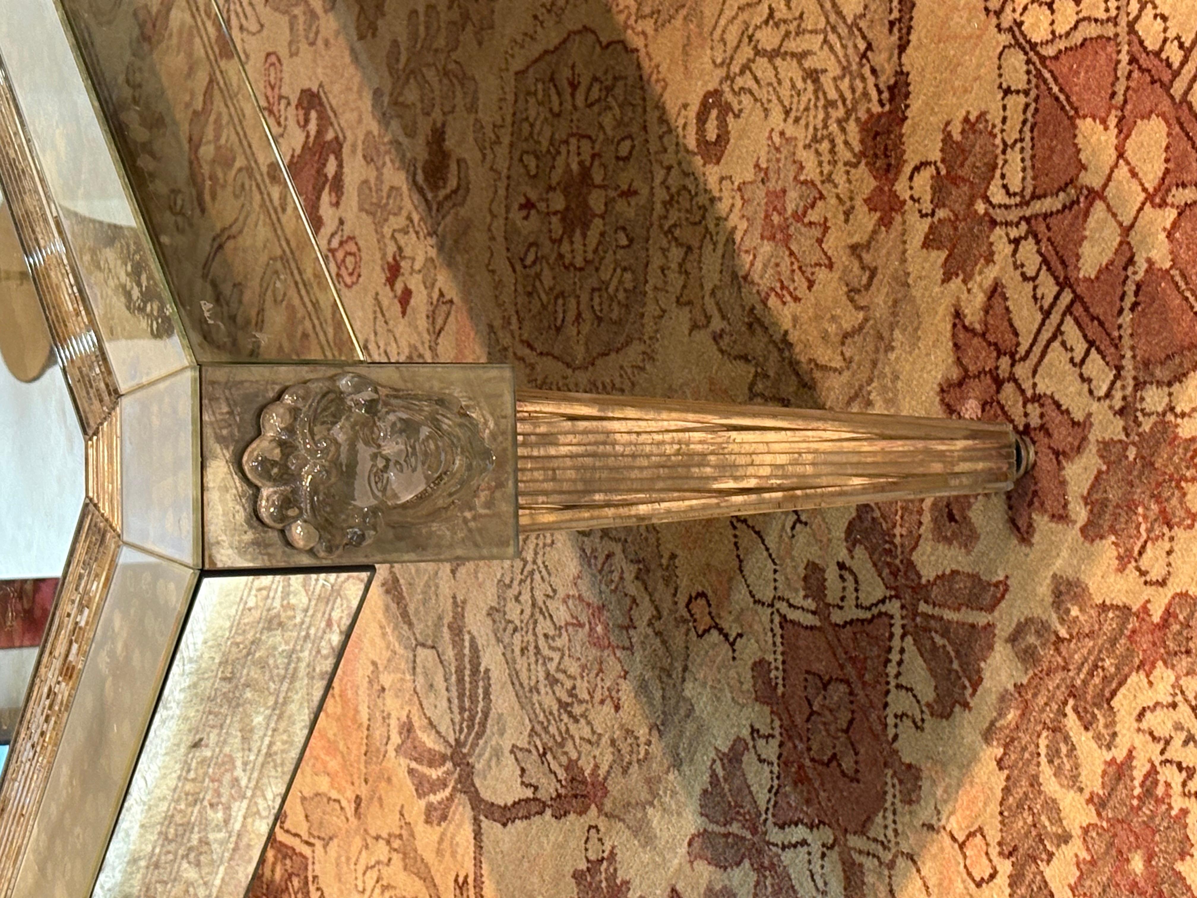 American Palatial Versace Style Mirrored and Etched Low or Coffee Table For Sale