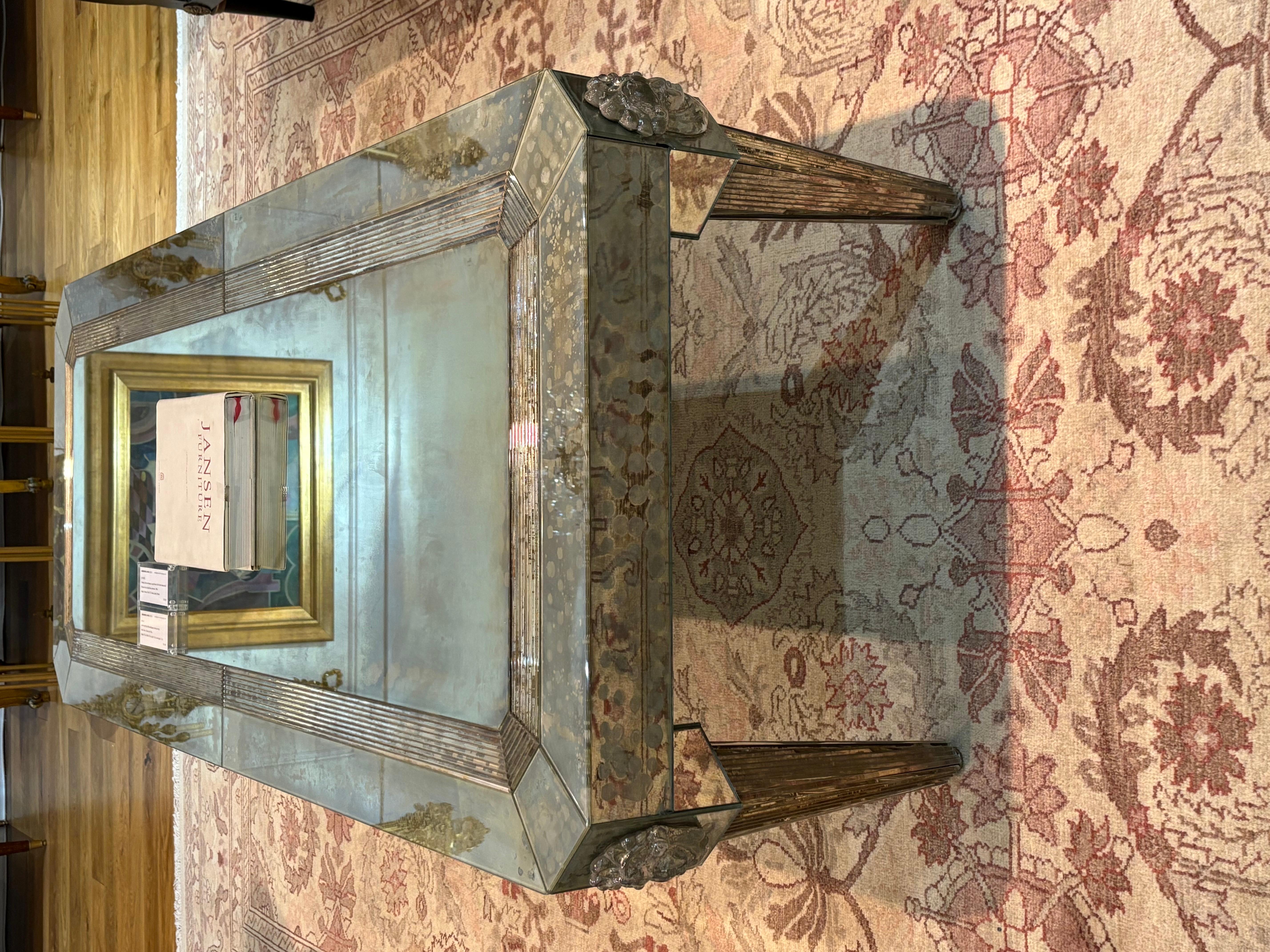 Palatial Versace Style Mirrored and Etched Low or Coffee Table In Good Condition For Sale In Manhasset, NY