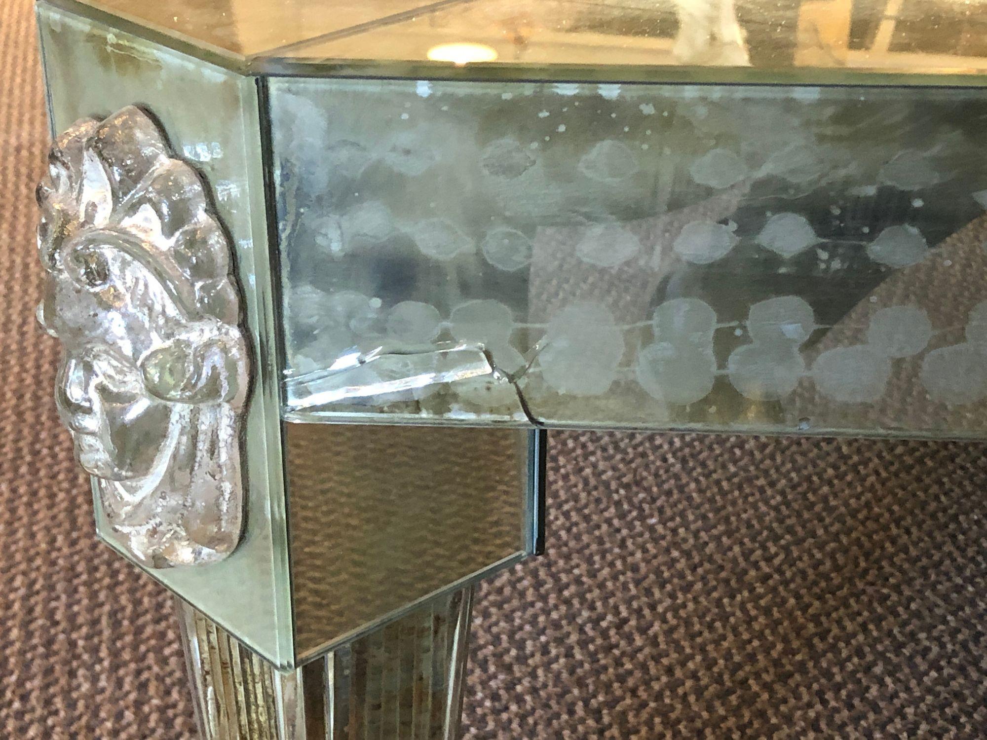 20th Century Palatial Versace Style Mirrored and Etched Low or Coffee Table For Sale