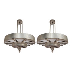 Palatial, very large Mid-Century Modern Silver Leaf + Plexiglass Chandelier