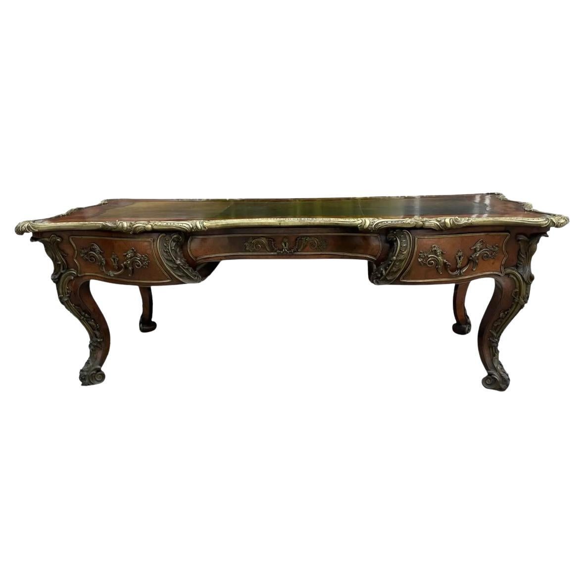 Palatial Victorian Gilt-Bronze Mounted Bureau Plat Partner’s Desk