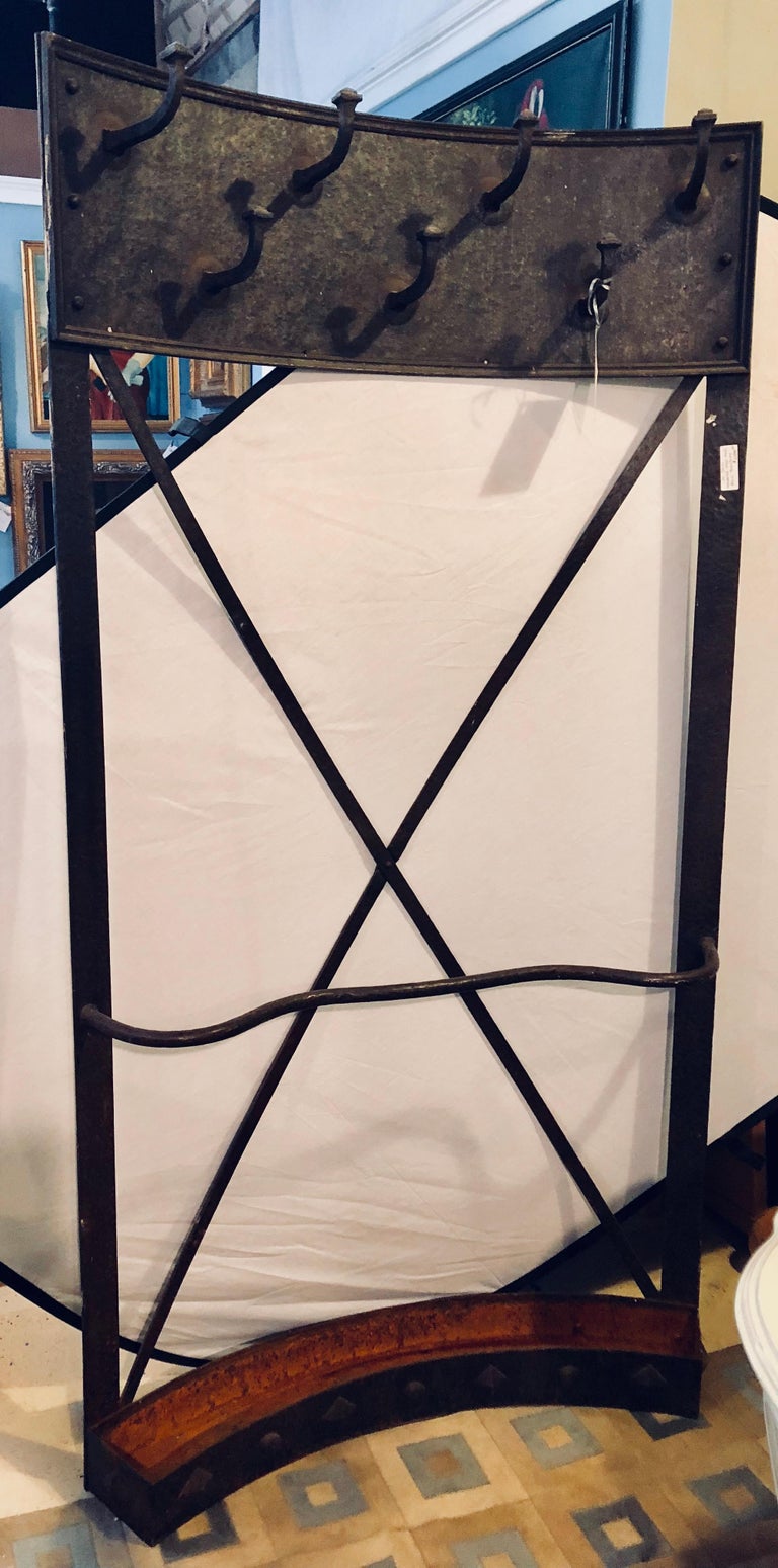 Palatial Vintage Industrial Steel Hall Rack at 1stDibs