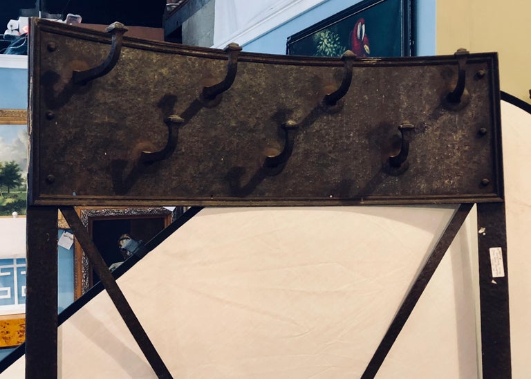 Palatial Vintage Industrial Steel Hall Rack at 1stDibs