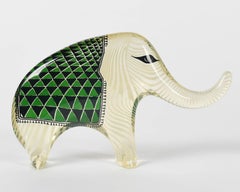 Palatnik Op Art Lucite Elephant with Green Blanket