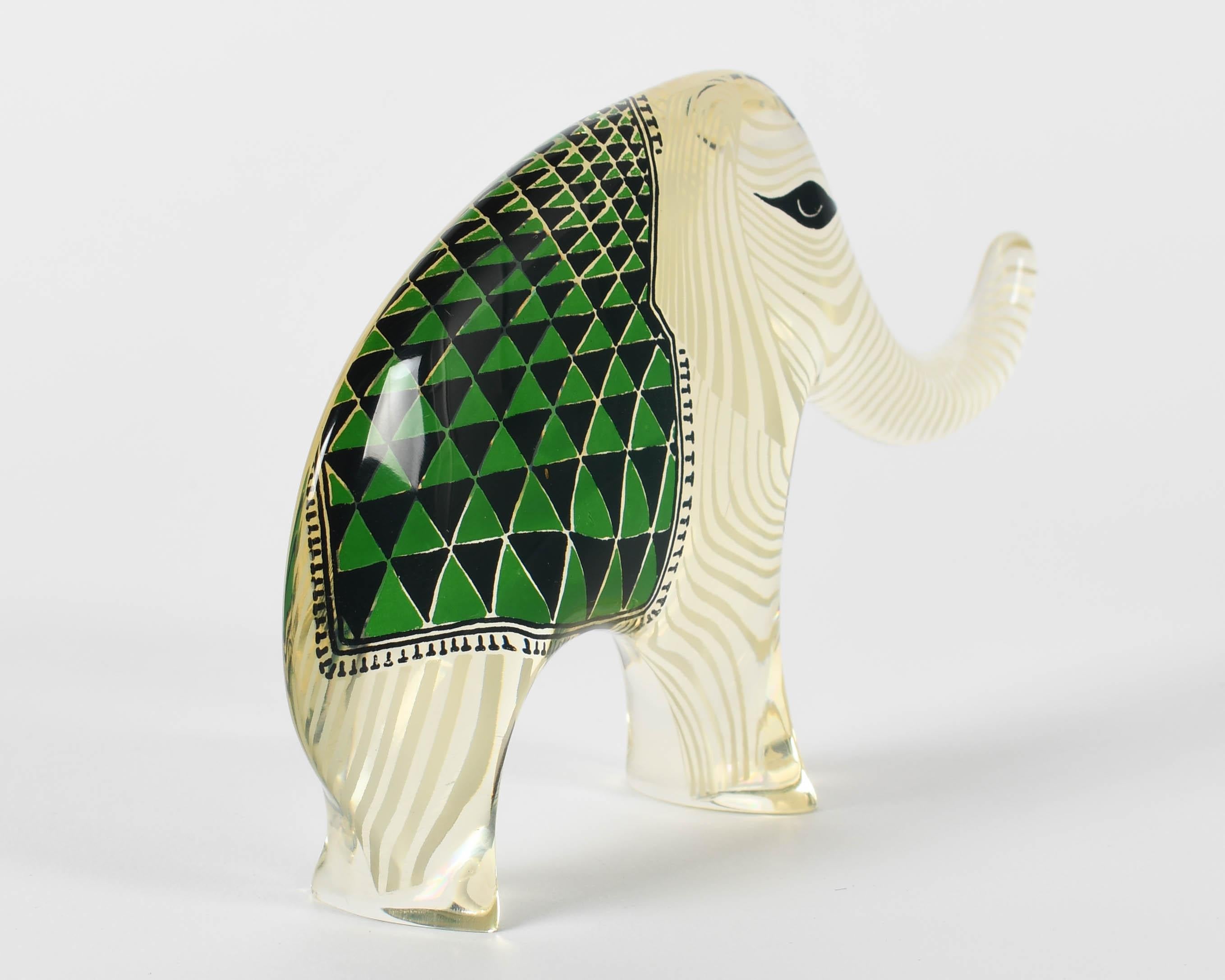 Palatnik Op Art Lucite Elefant mit grüner Decke im Zustand „Gut“ im Angebot in Winter Park, FL