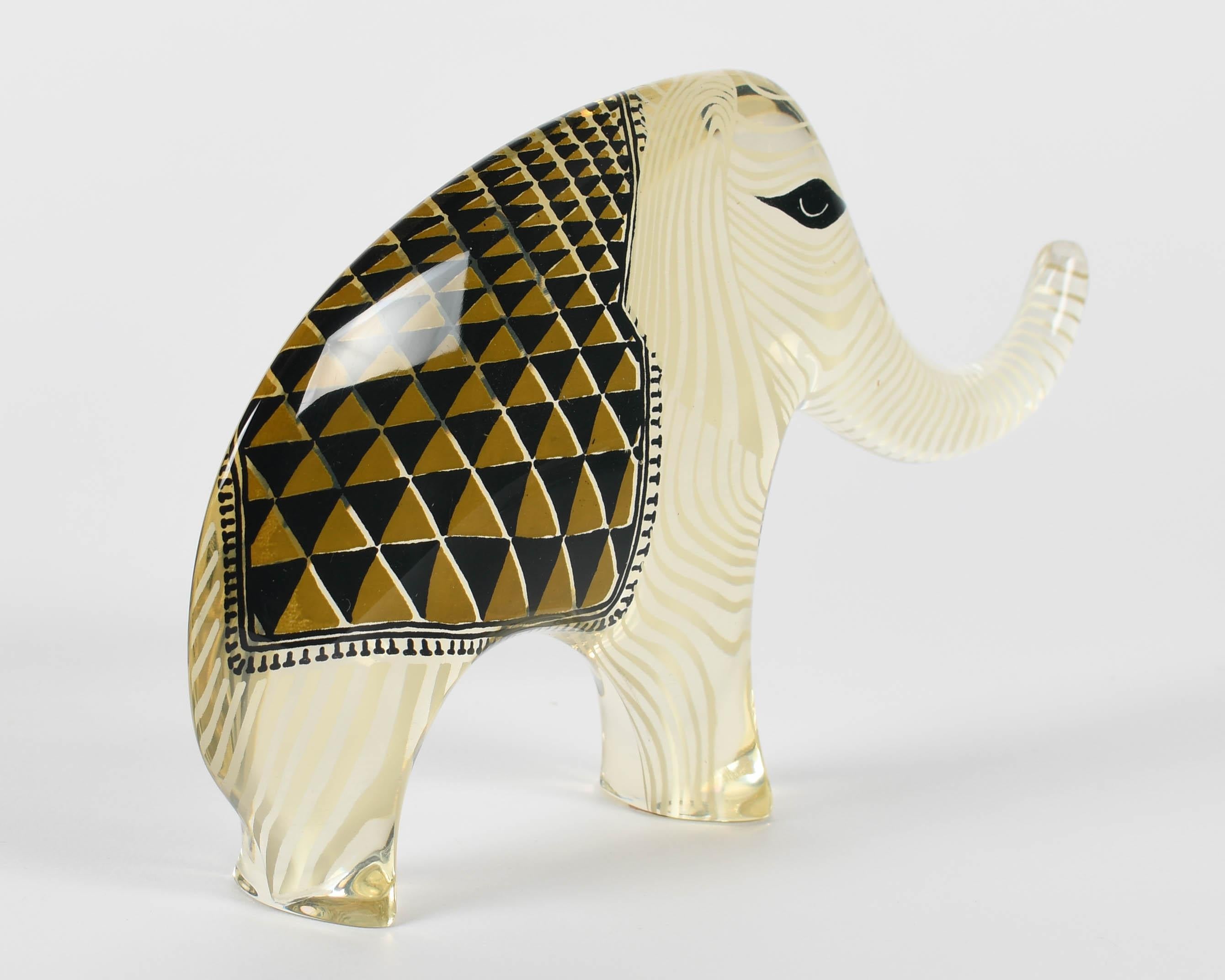 Palatnik Op Art Lucite Elefant mit brauner Decke im Angebot 1