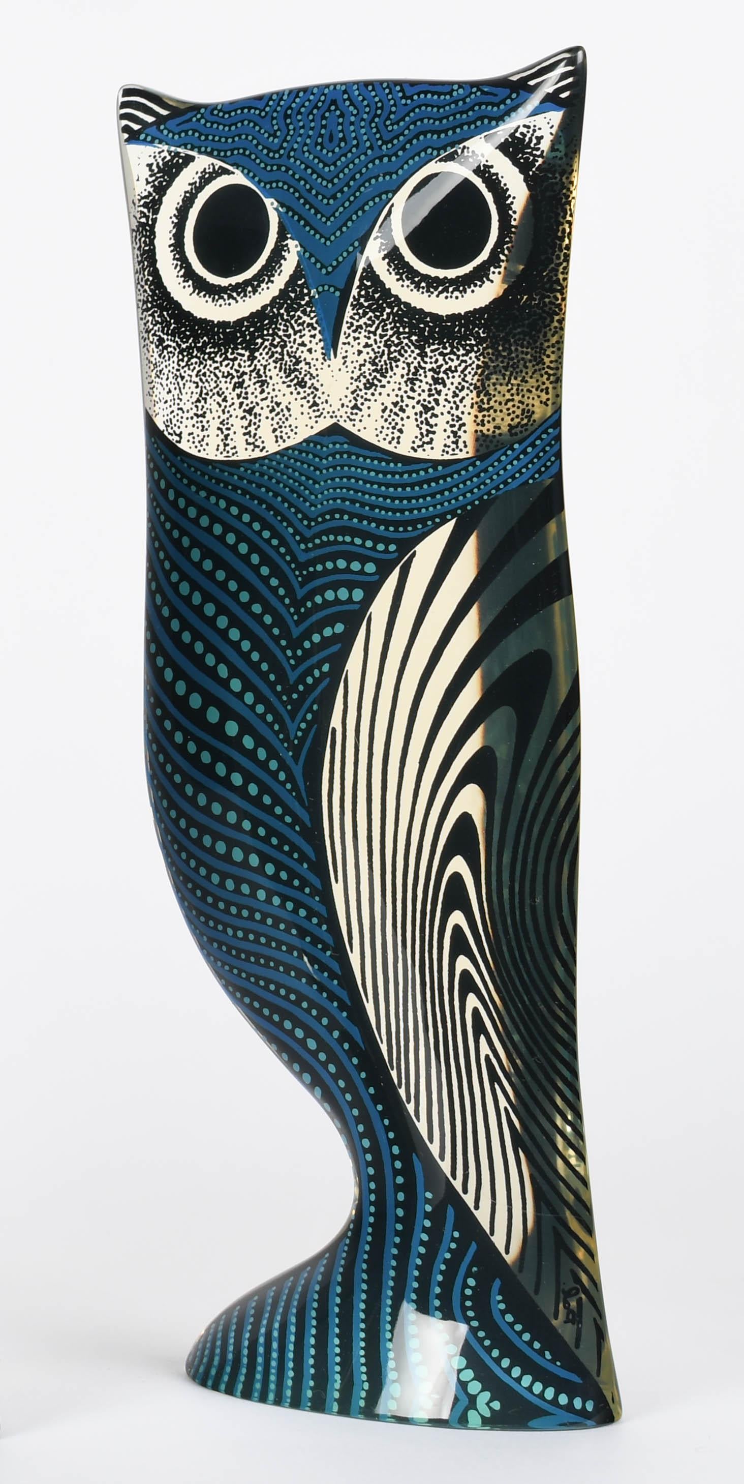 Palatnik Op Art Lucite Búho Azul Grande Brasileño en venta