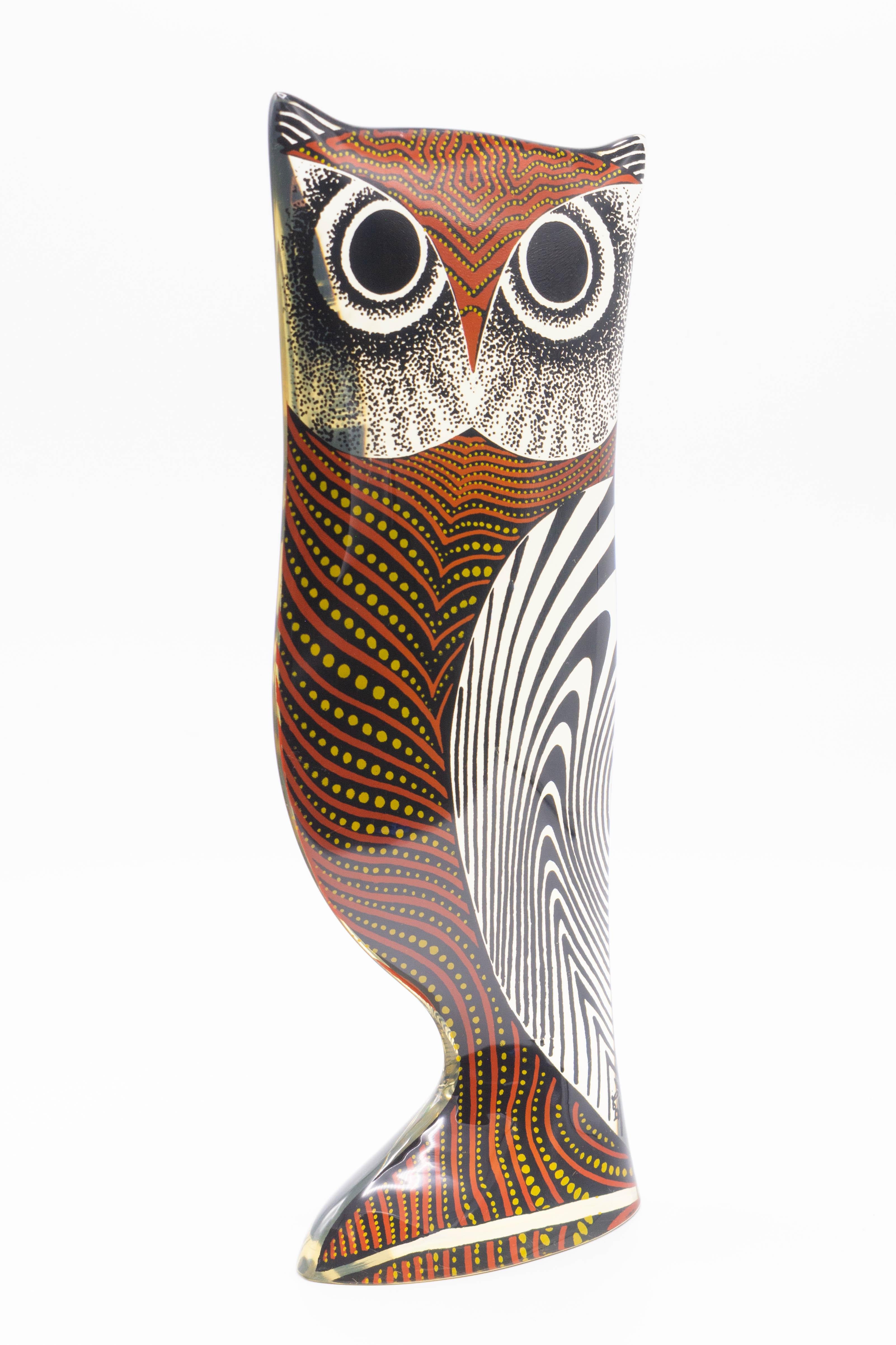 Palatnik Op Art Lucite Búho Naranja Grande Brasileño en venta