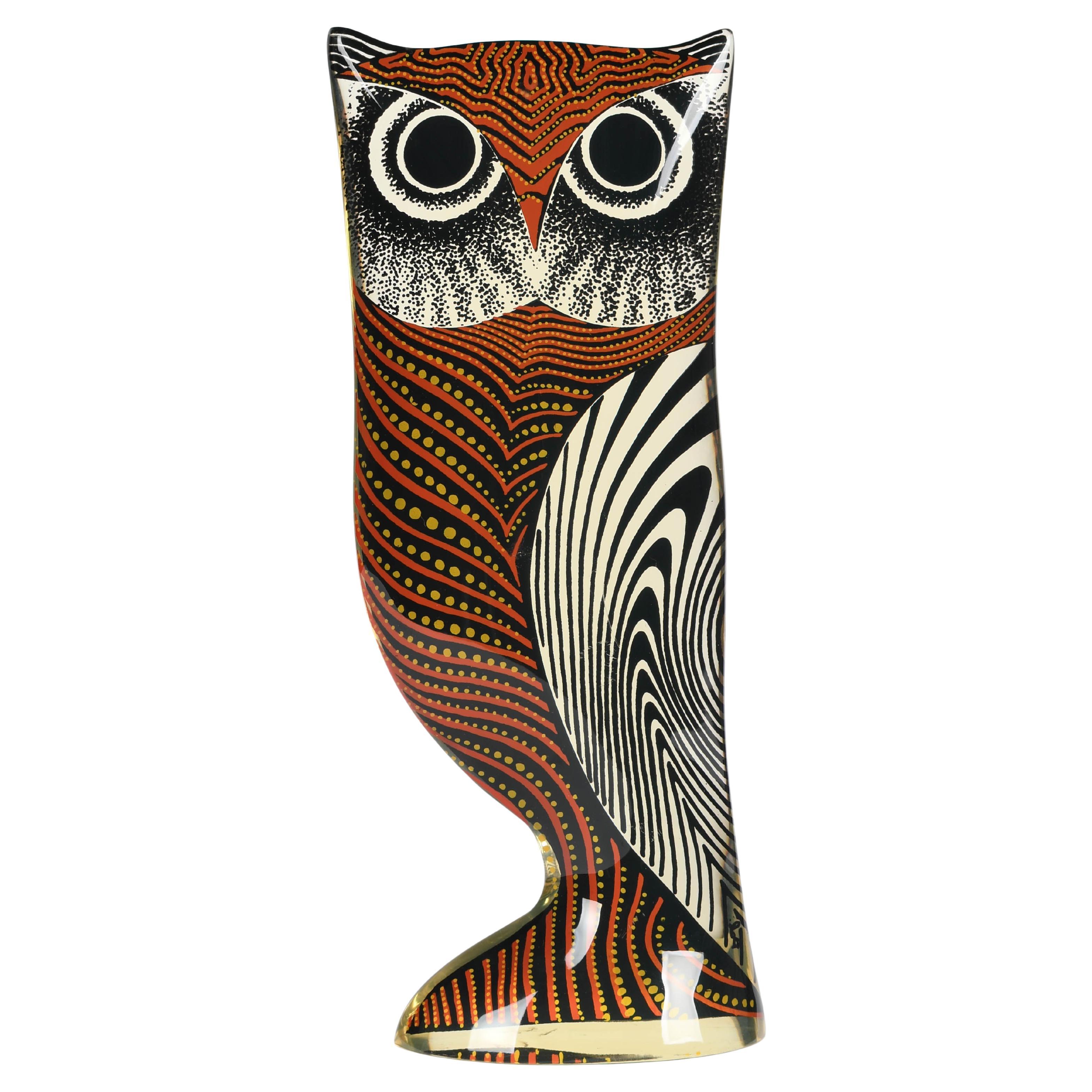 Palatnik Op Art Lucite Búho Naranja Grande en venta
