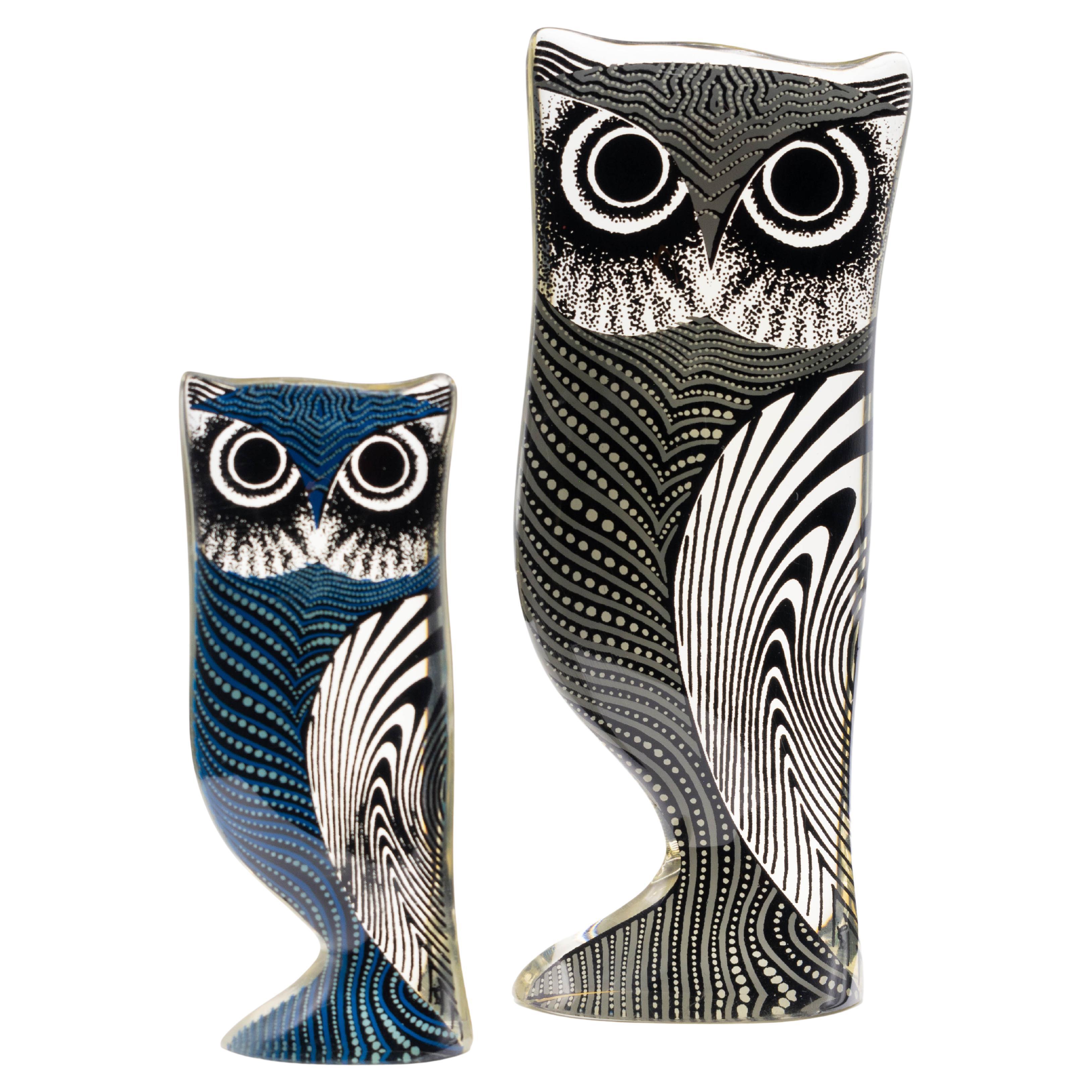 Palatnik Op Art Lucite Owls Set of 2