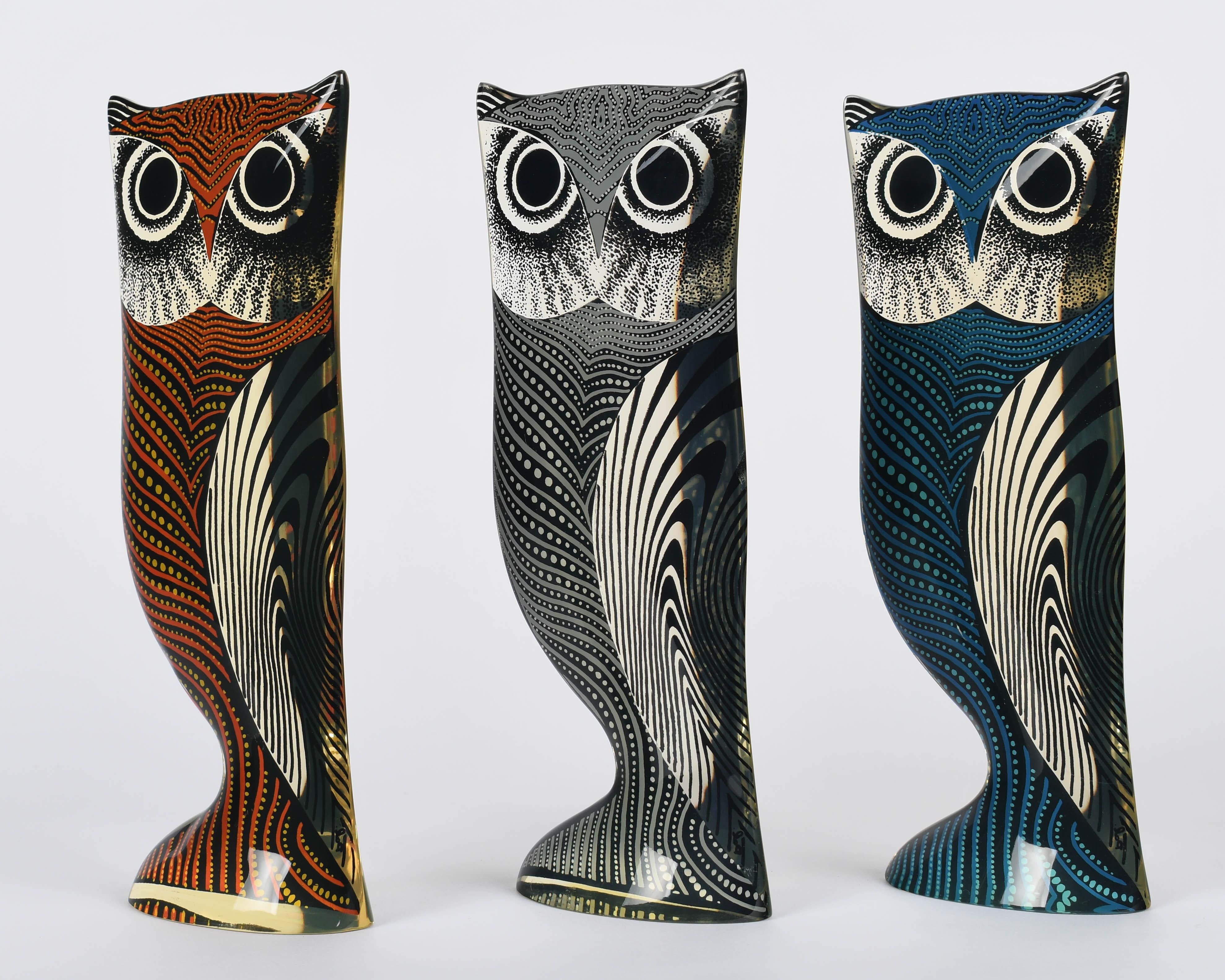 Palatnik Op Art Lucite Owls Set di 3 In condizioni buone in vendita a Winter Park, FL