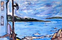 Old town on the Bay in Baja Mexico Original Oil painting on Linen by Palavicini