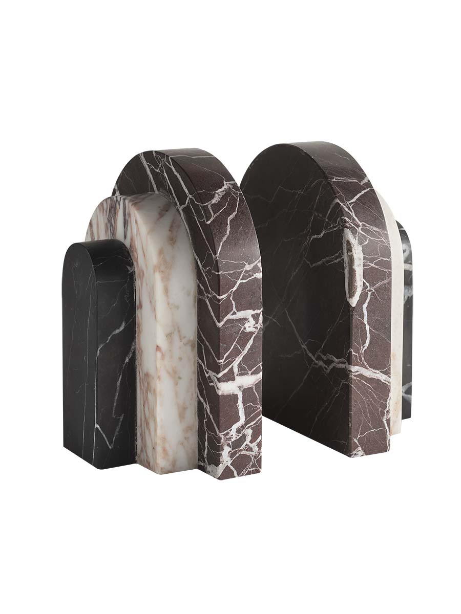Palazzo Bookends Merlot Marble, Viola Marble & Nero Marble by Greg Natale