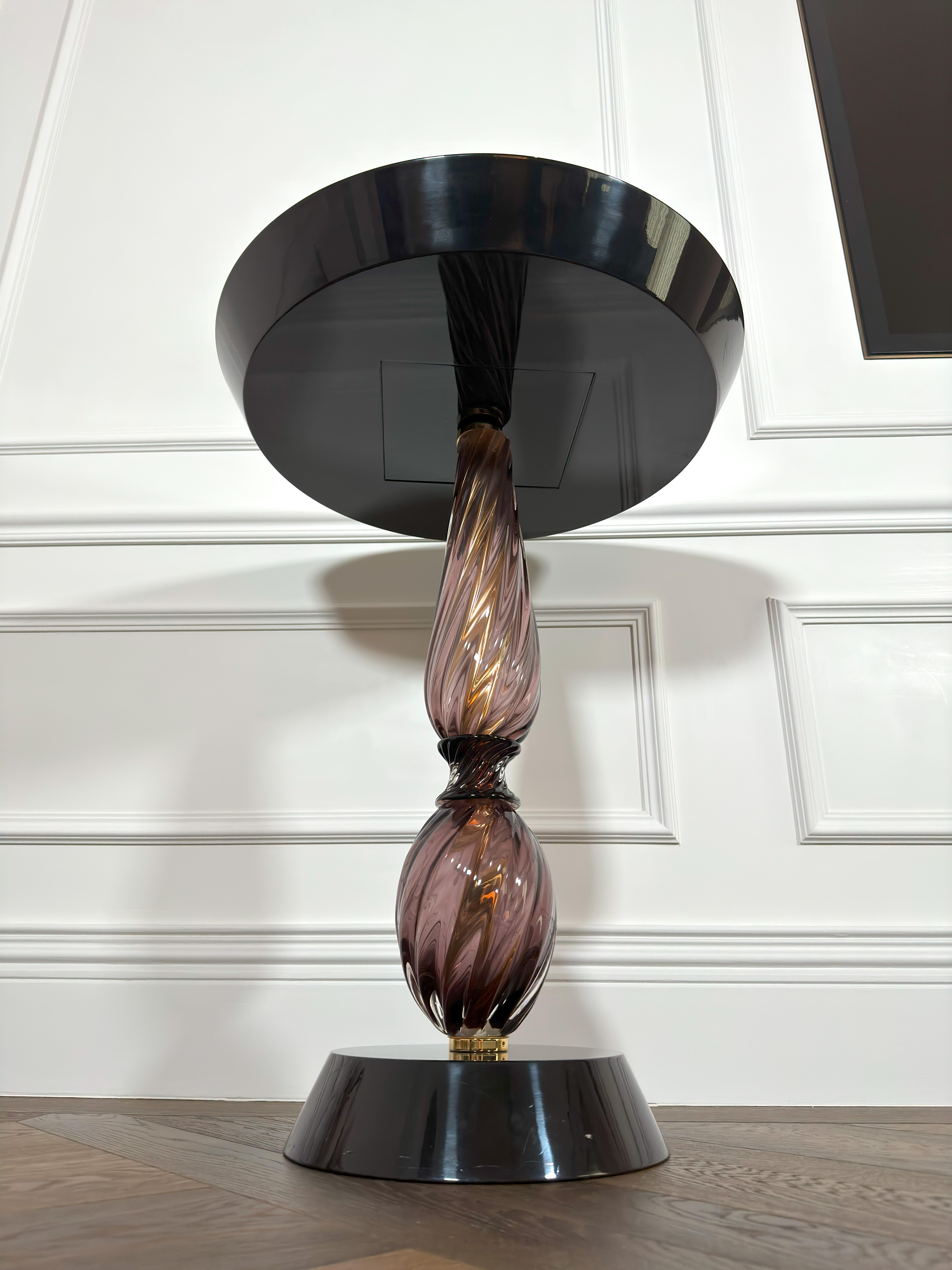 Italiano Tavolino in vetro di Murano laccato nero 'Palazzo' di Seguso Vetri d'Arte in vendita