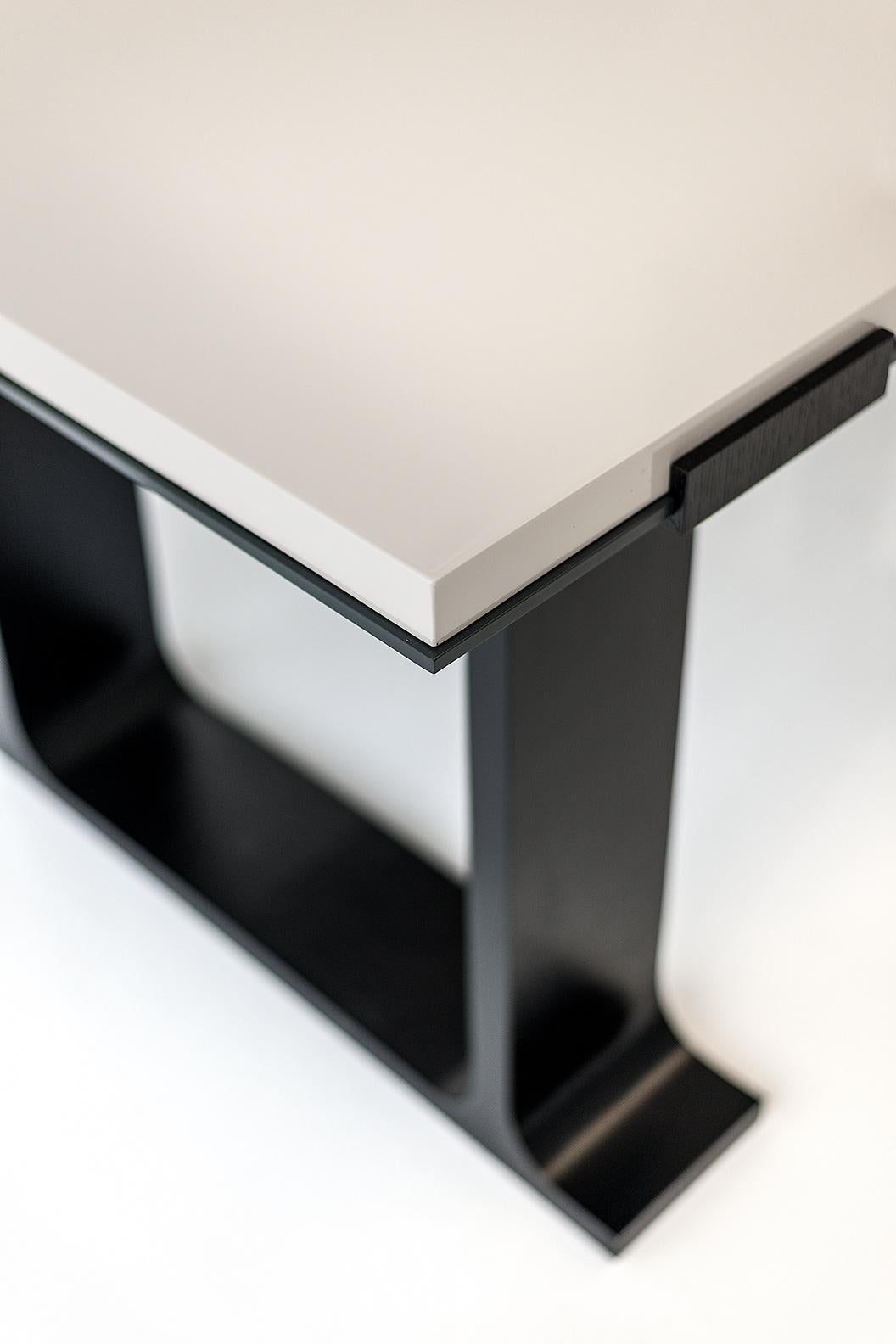 Desk in lacquer, wood and metal, fully customizable, can be use as a Dining table as well, available alo in metal liquid lacquer, drawer also available.