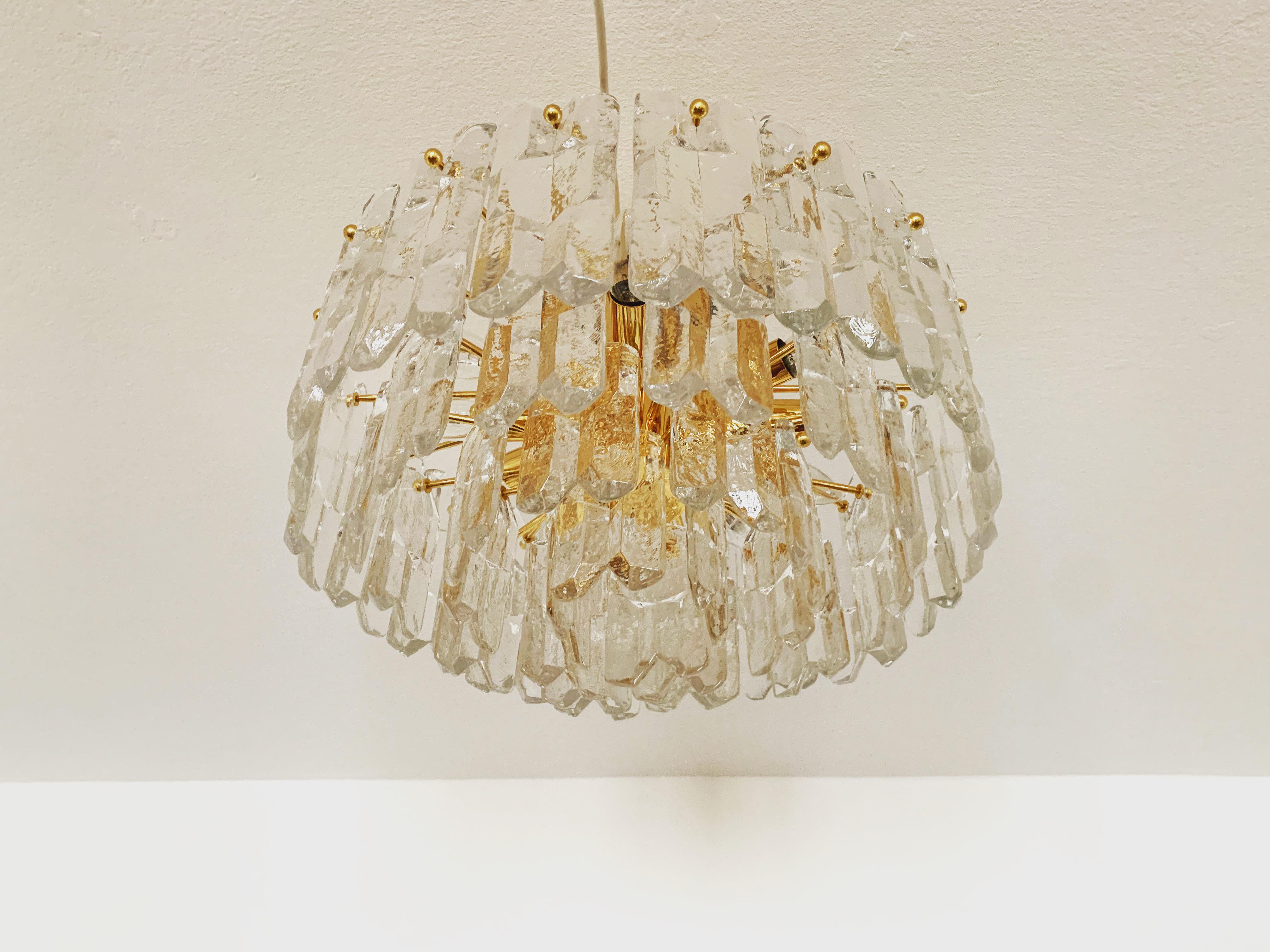 Palazzo Ice Glass Flush Chandelier by J.T. Kalmar In Good Condition For Sale In München, DE