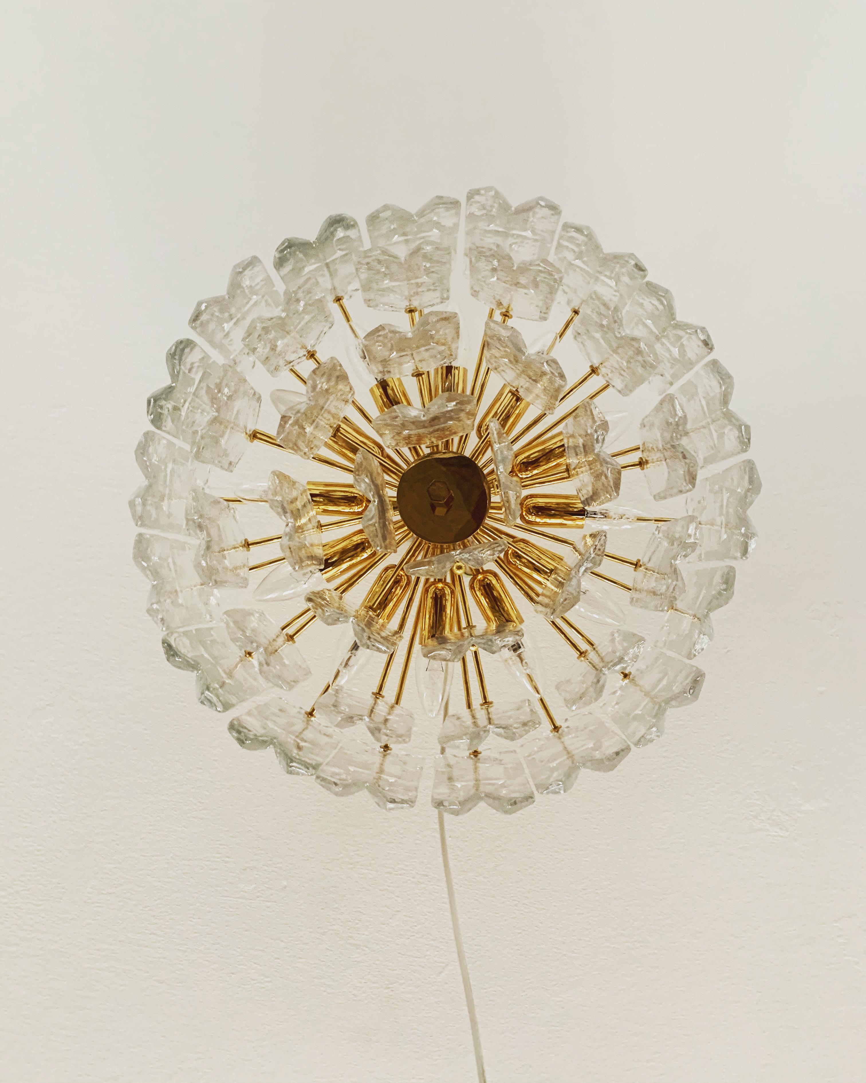 Mid-20th Century Palazzo Ice Glass Flush Chandelier by J.T. Kalmar For Sale