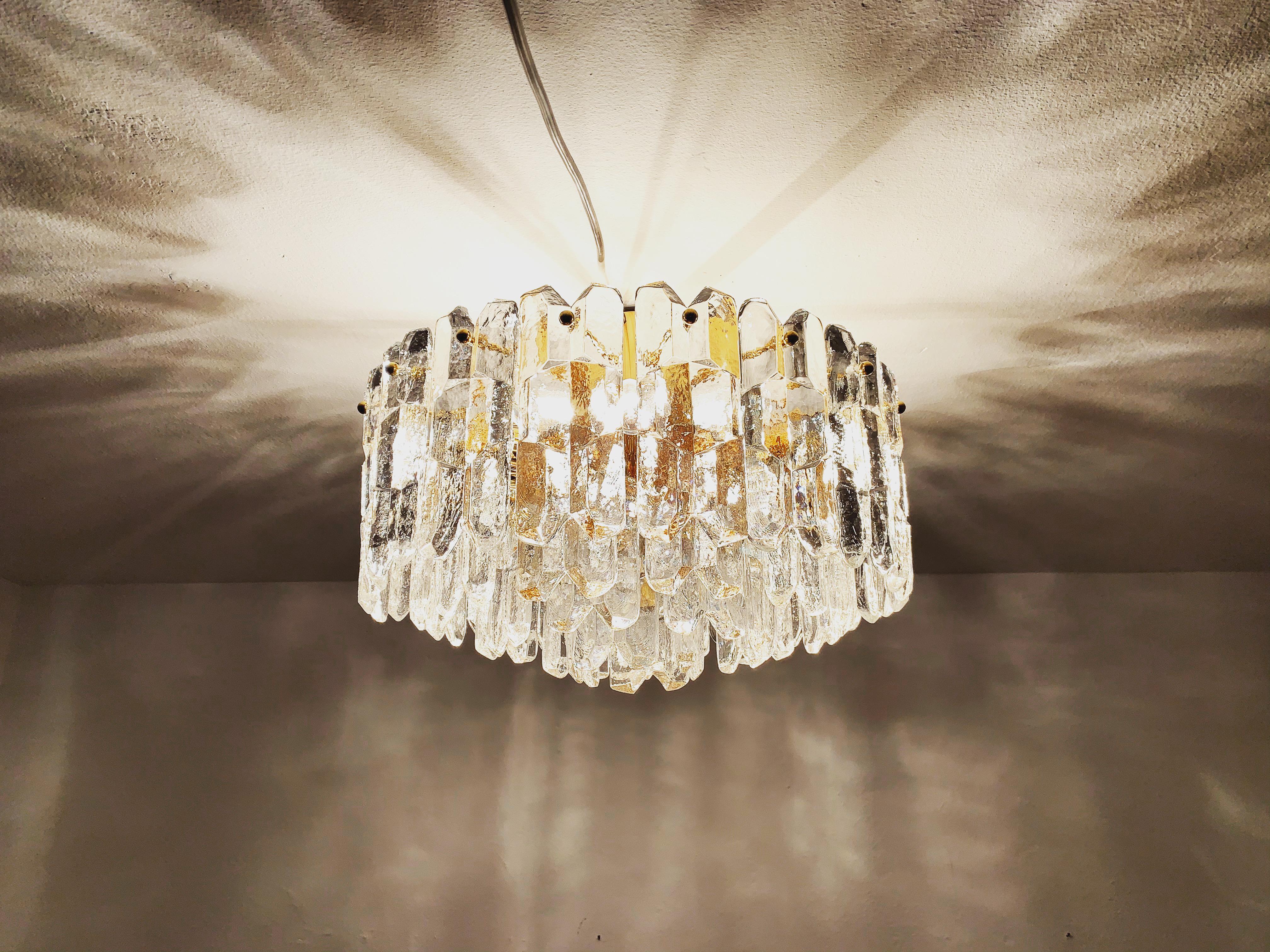 Palazzo Ice Glass Flush Chandelier by J.T. Kalmar For Sale 2