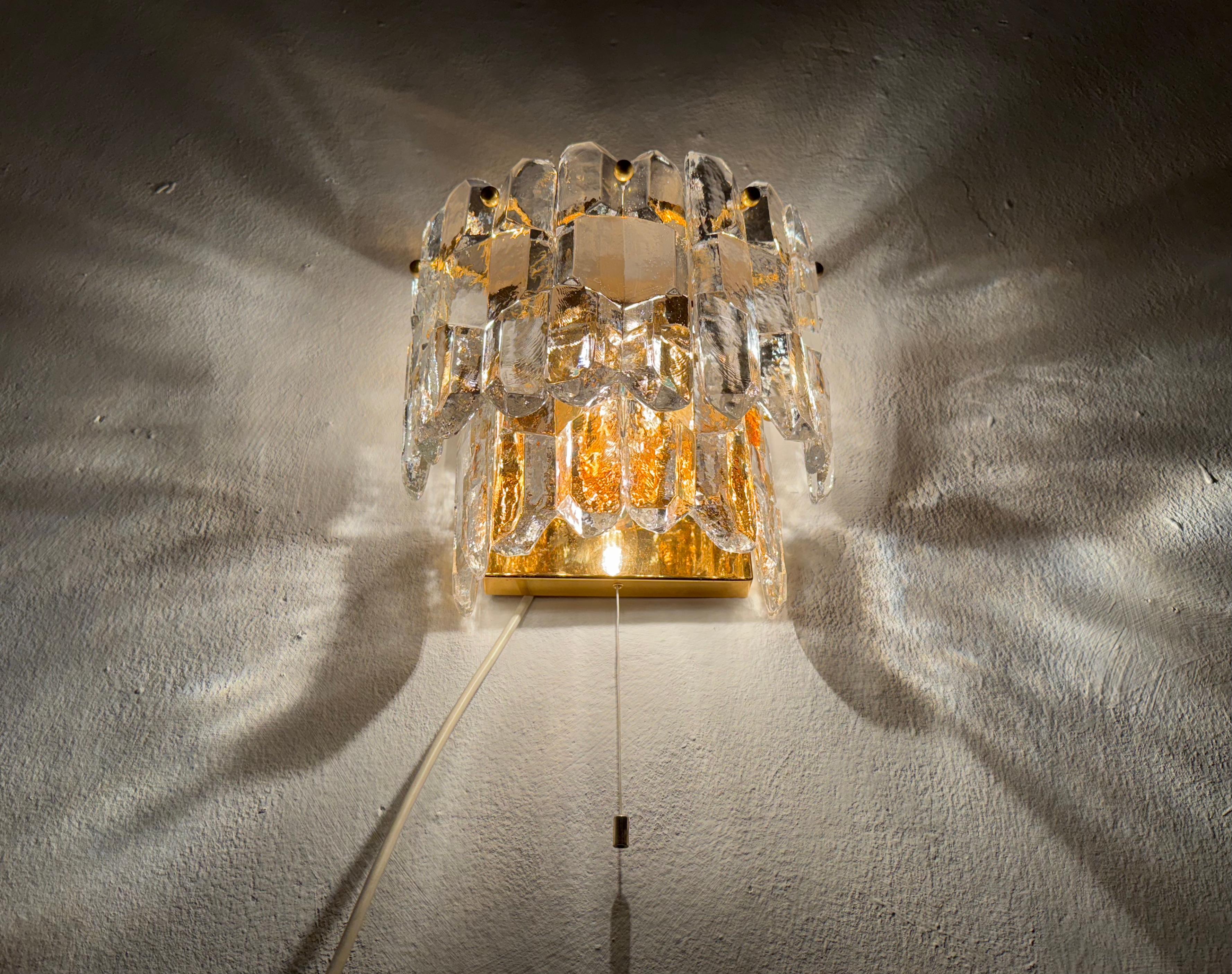 Palazzo Ice Glass Wall Lamp by J.T. Kalmar For Sale 3