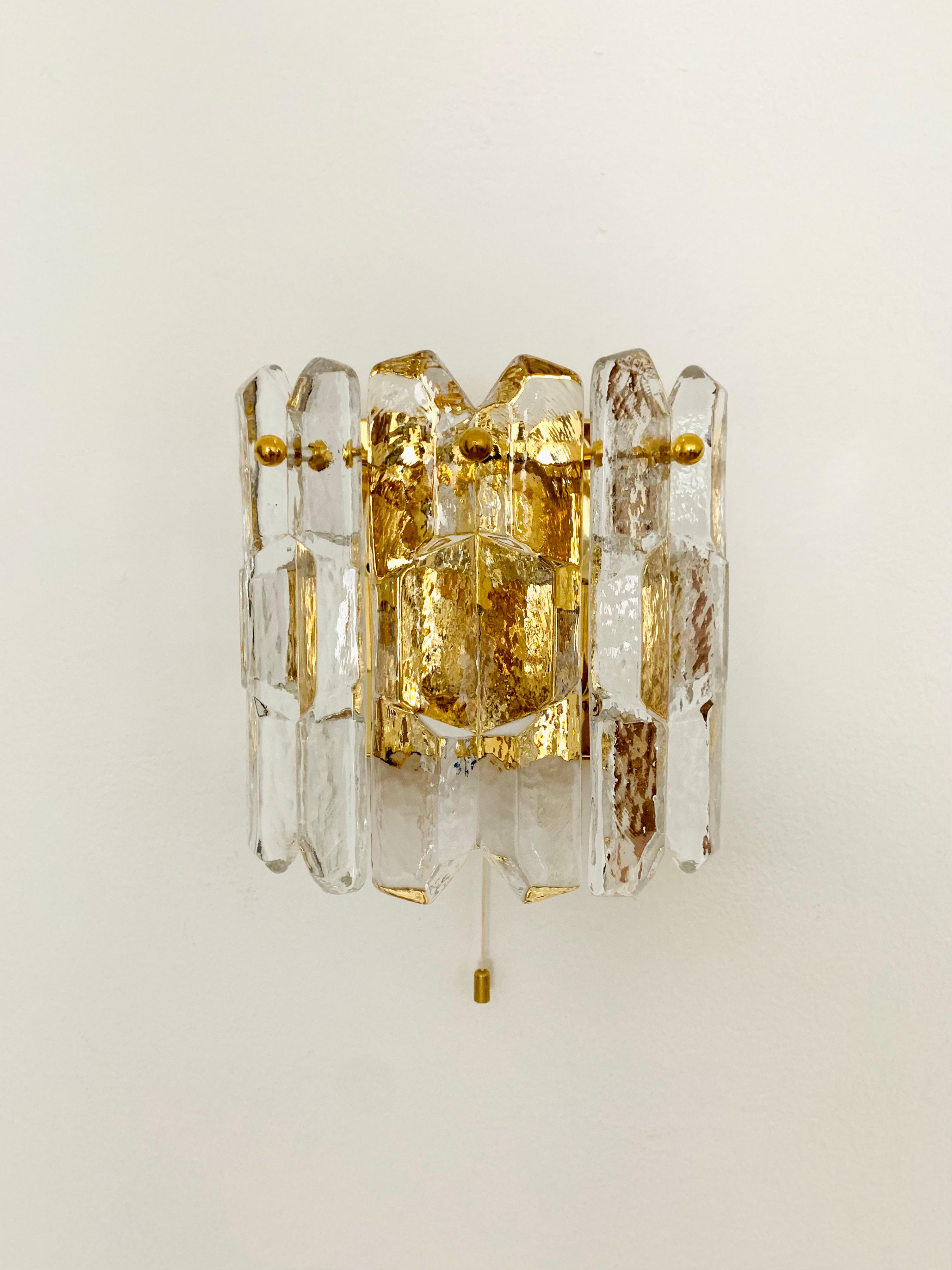 Mid-Century Modern Palazzo Ice Glass Wall Lamp by J.T. Kalmar