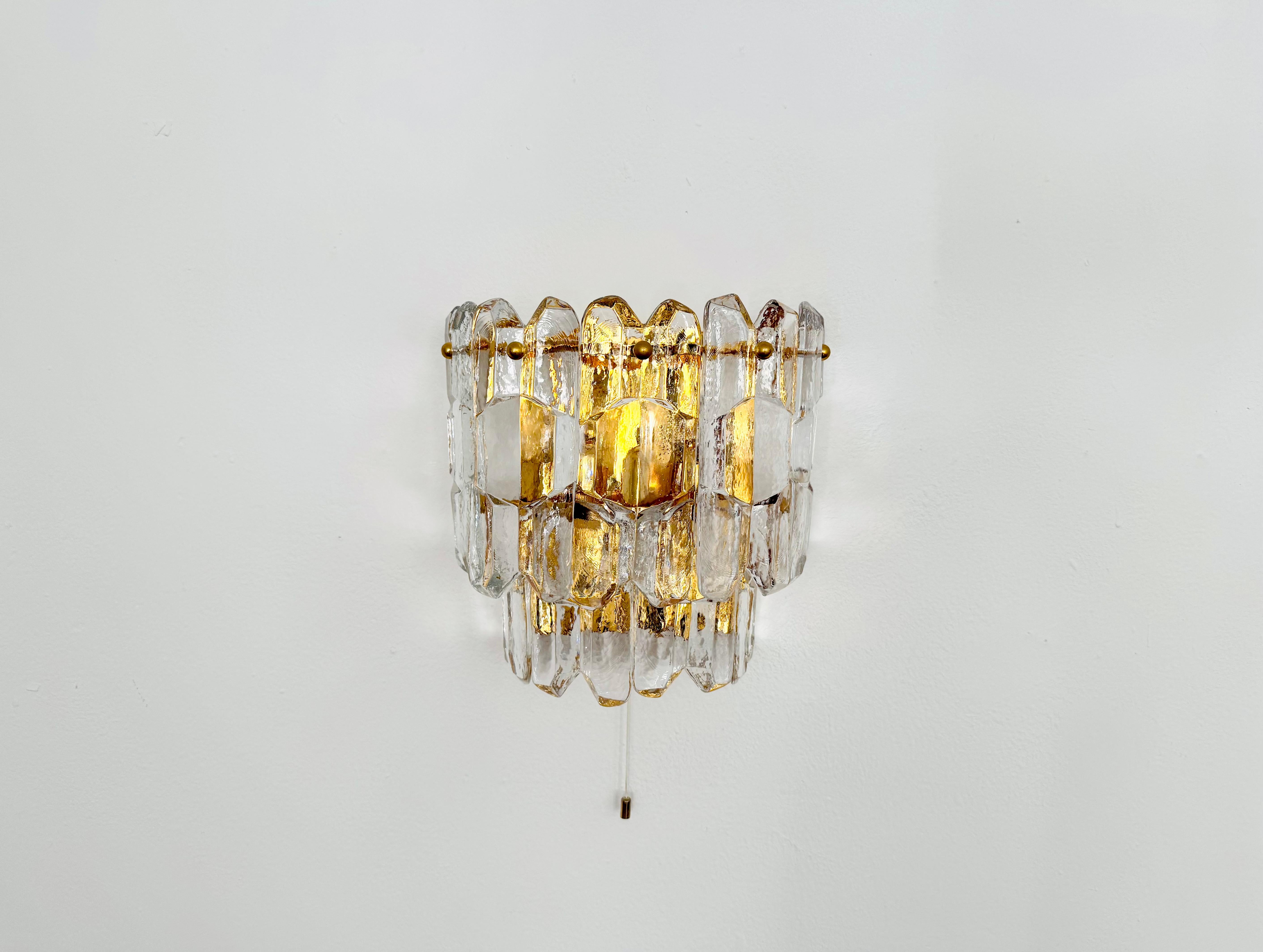 Mid-Century Modern Palazzo Ice Glass Wall Lamp by J.T. Kalmar For Sale