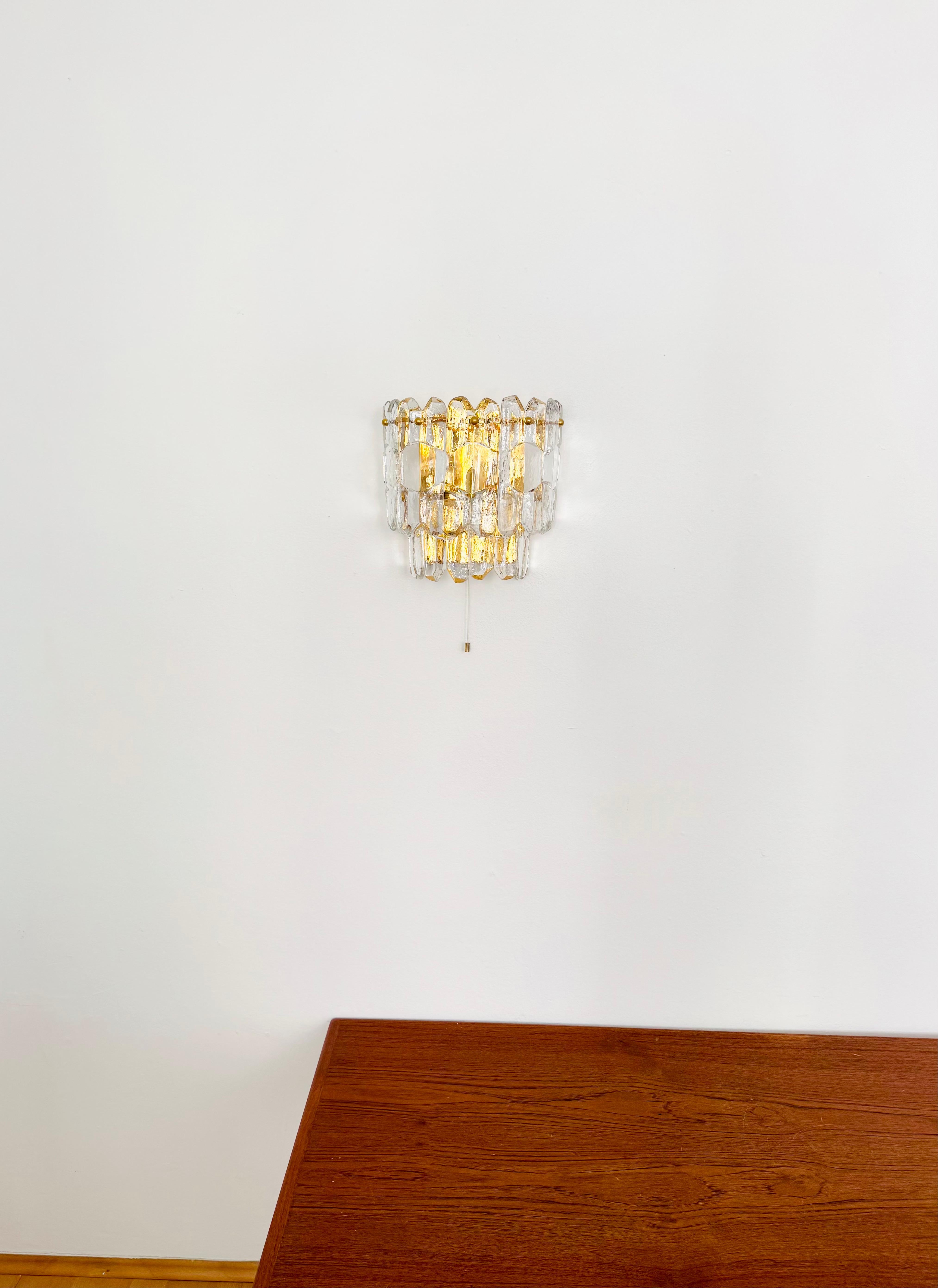 Austrian Palazzo Ice Glass Wall Lamp by J.T. Kalmar For Sale