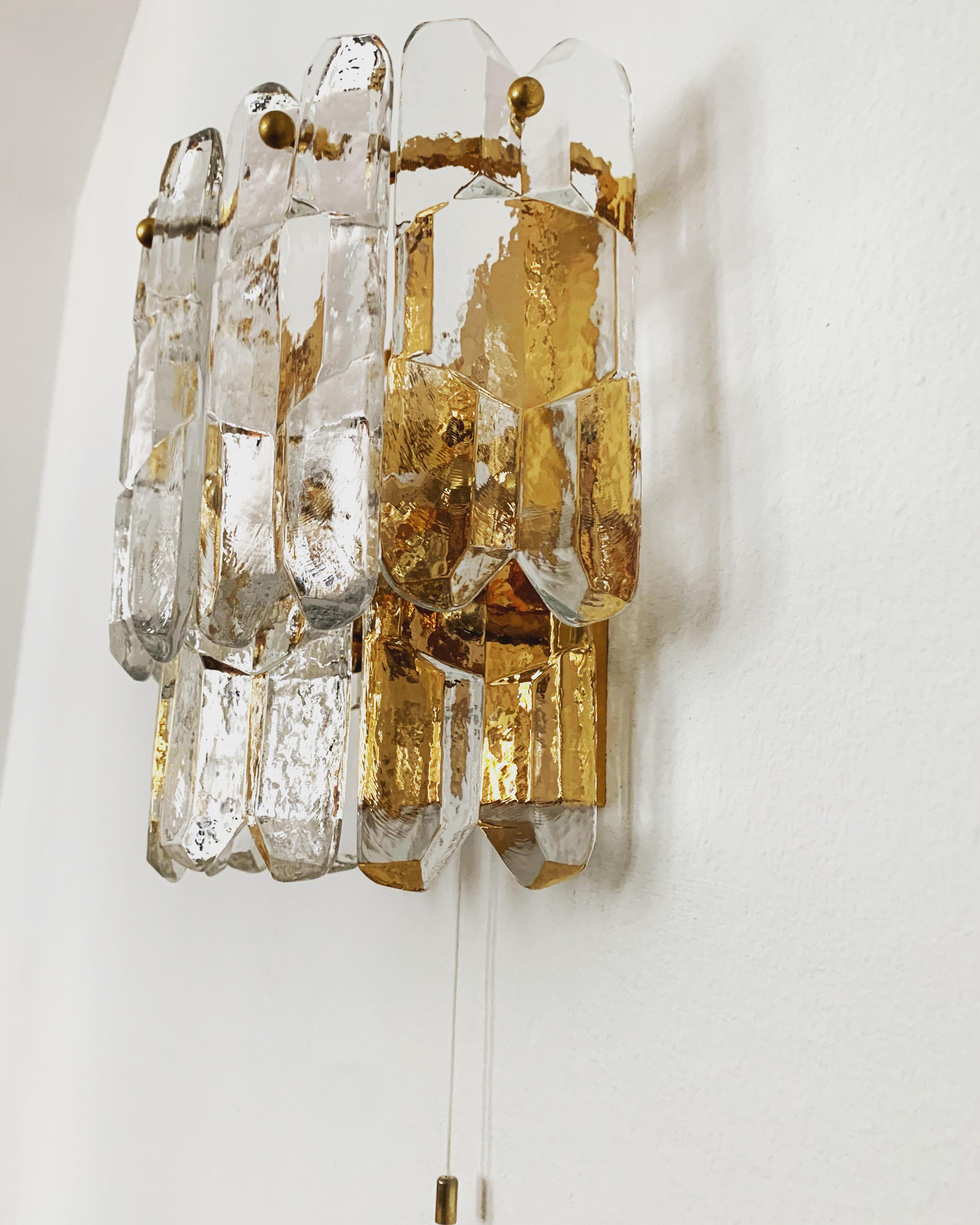 Mid-20th Century Palazzo Ice Glass Wall Lamp by J.T. Kalmar For Sale
