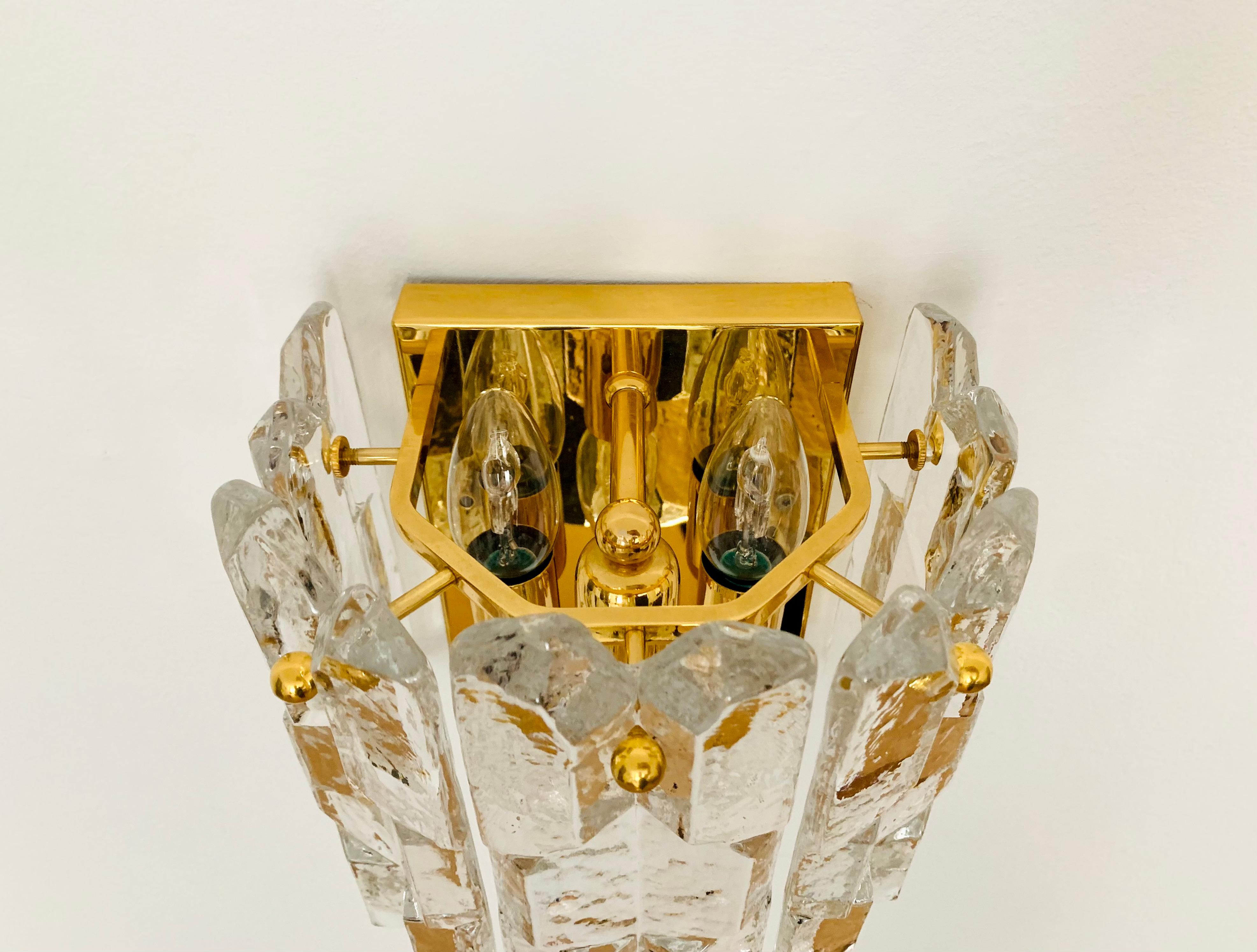 Mid-20th Century Palazzo Ice Glass Wall Lamp by J.T. Kalmar For Sale