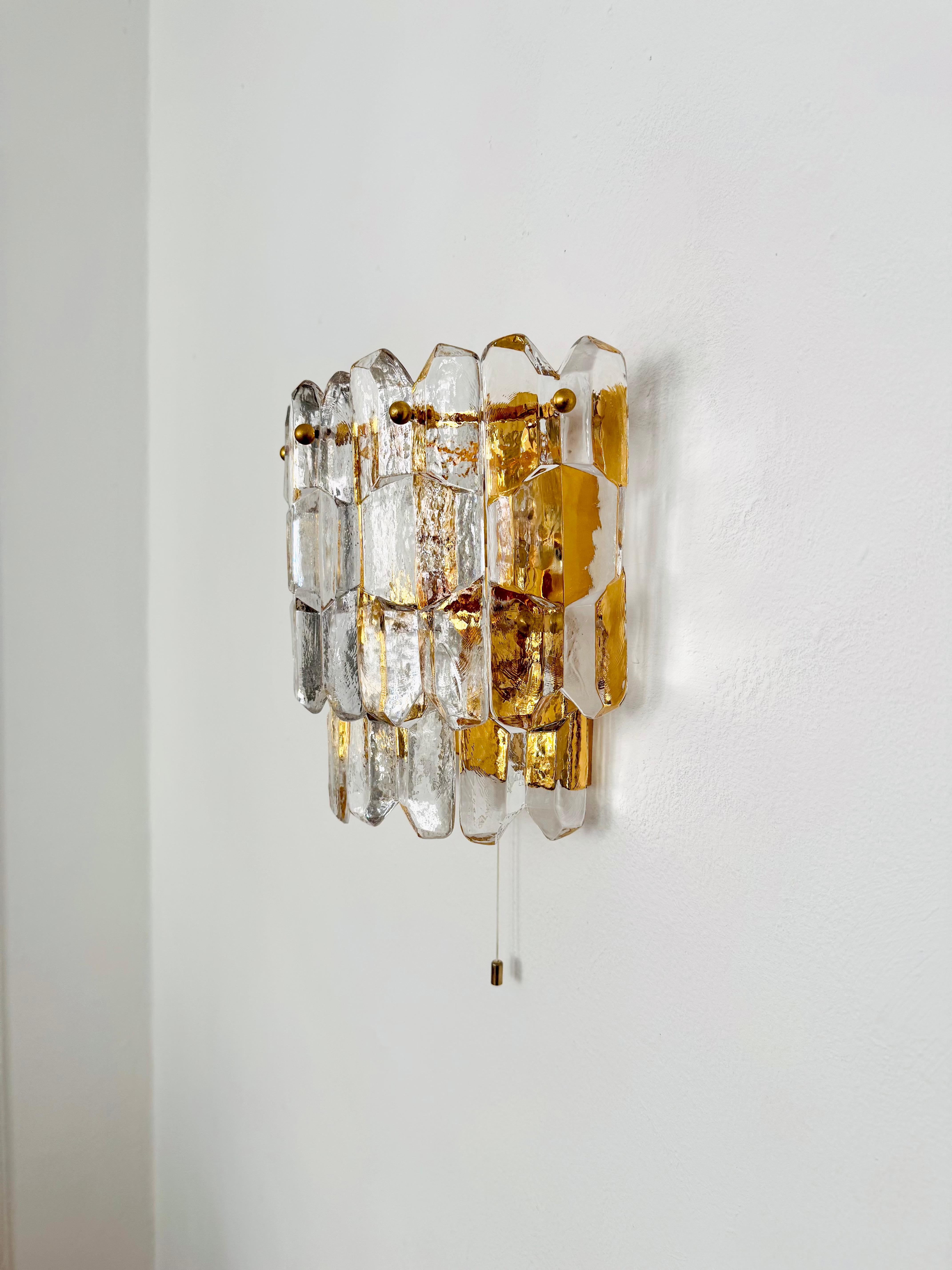 Mid-20th Century Palazzo Ice Glass Wall Lamp by J.T. Kalmar For Sale