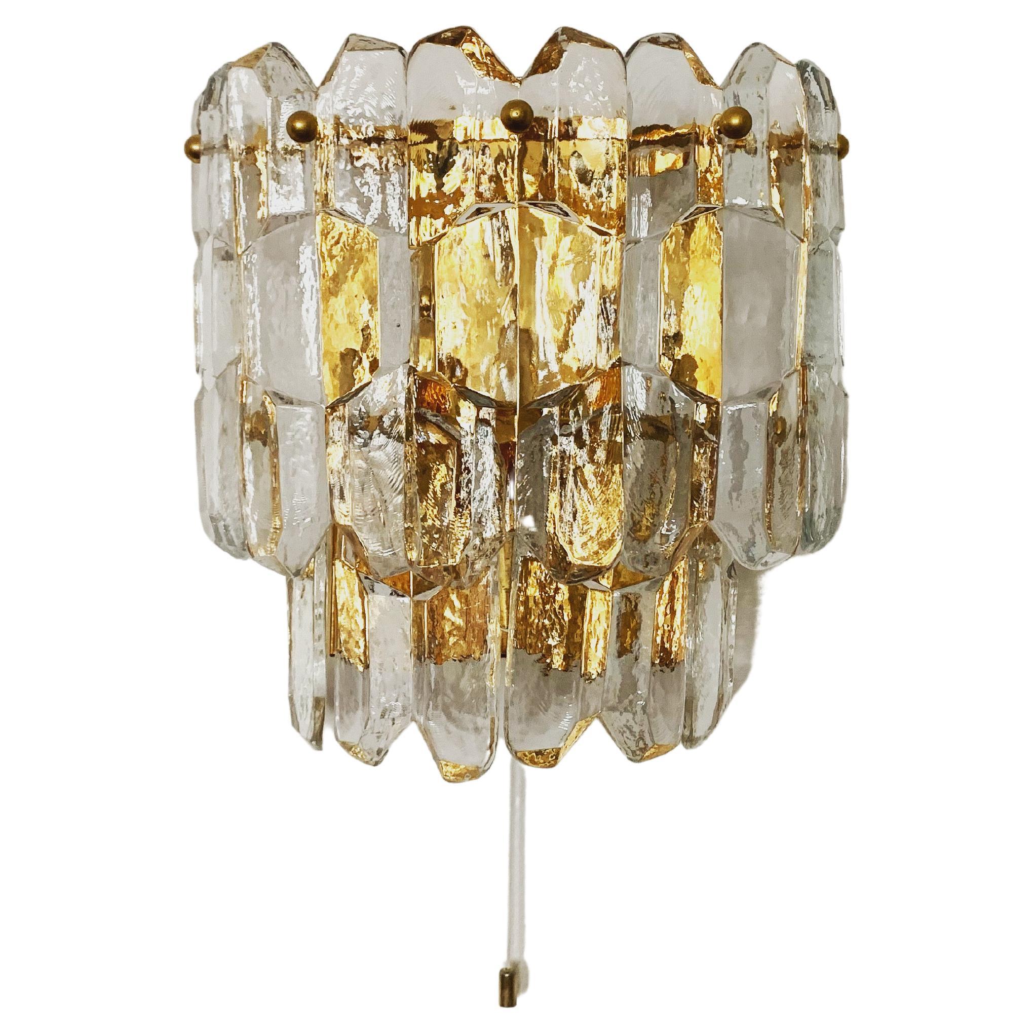 Palazzo Ice Glass Wall Lamp by J.T. Kalmar For Sale