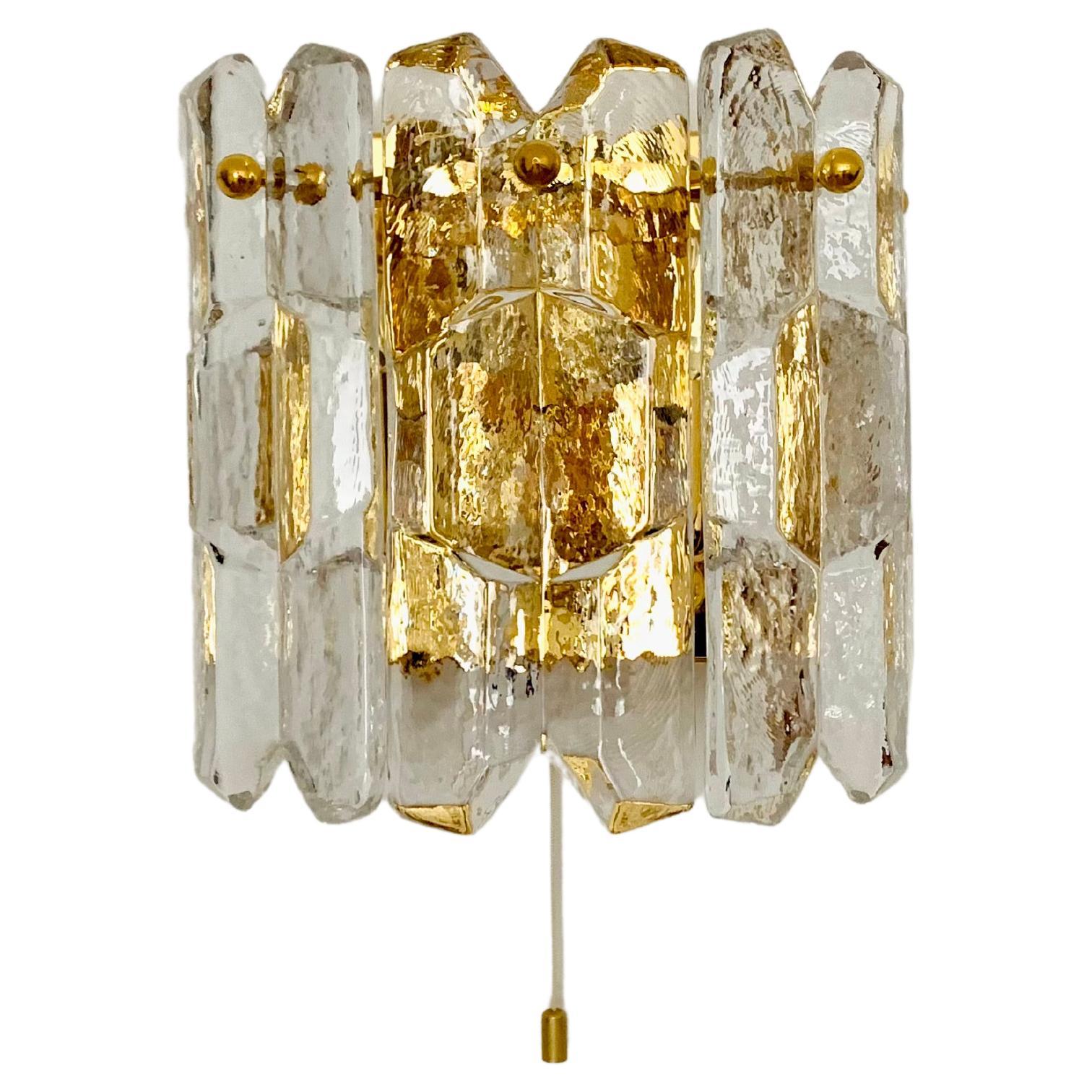 Palazzo Ice Glass Wall Lamp by J.T. Kalmar For Sale