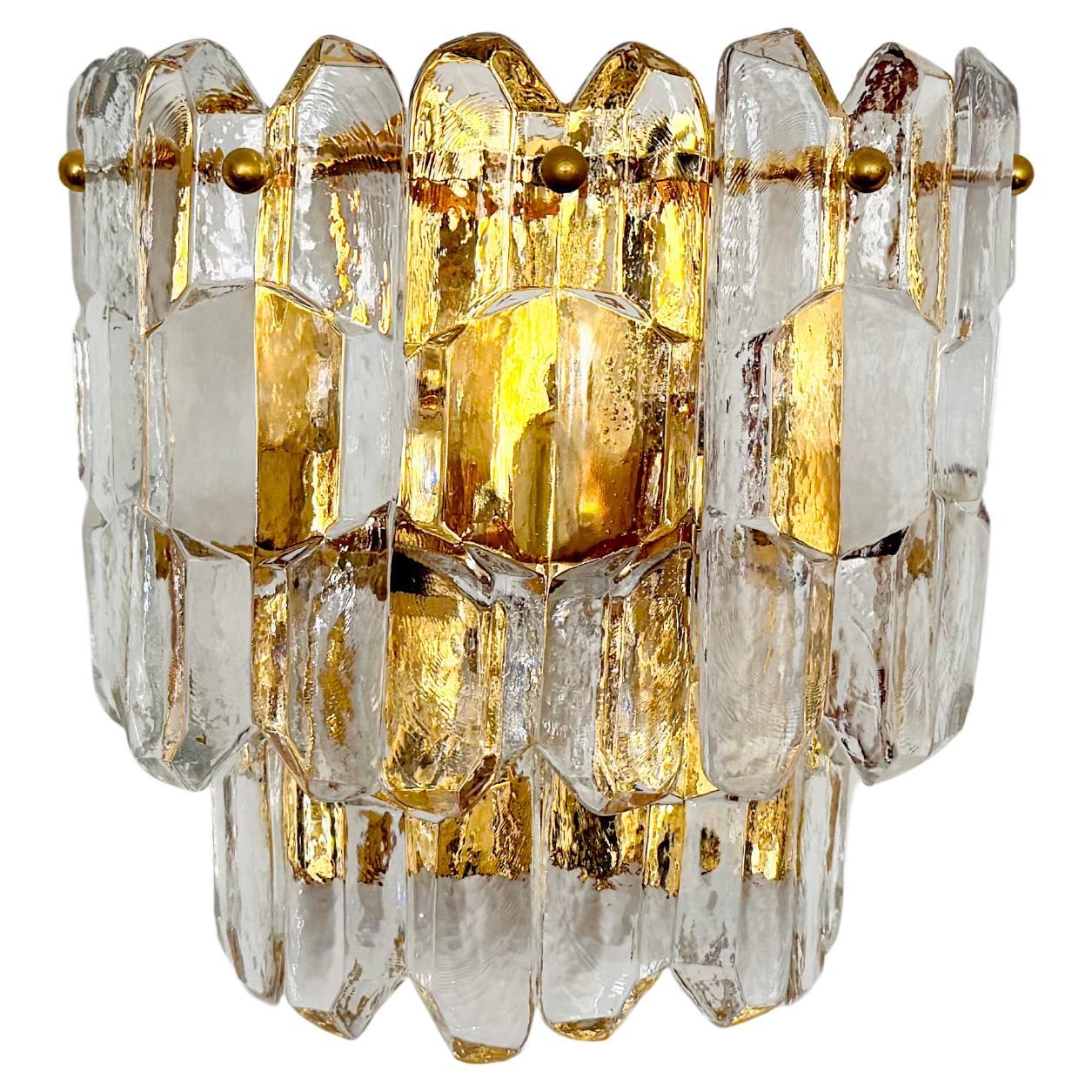 Palazzo Ice Glass Wall Lamp by J.T. Kalmar For Sale