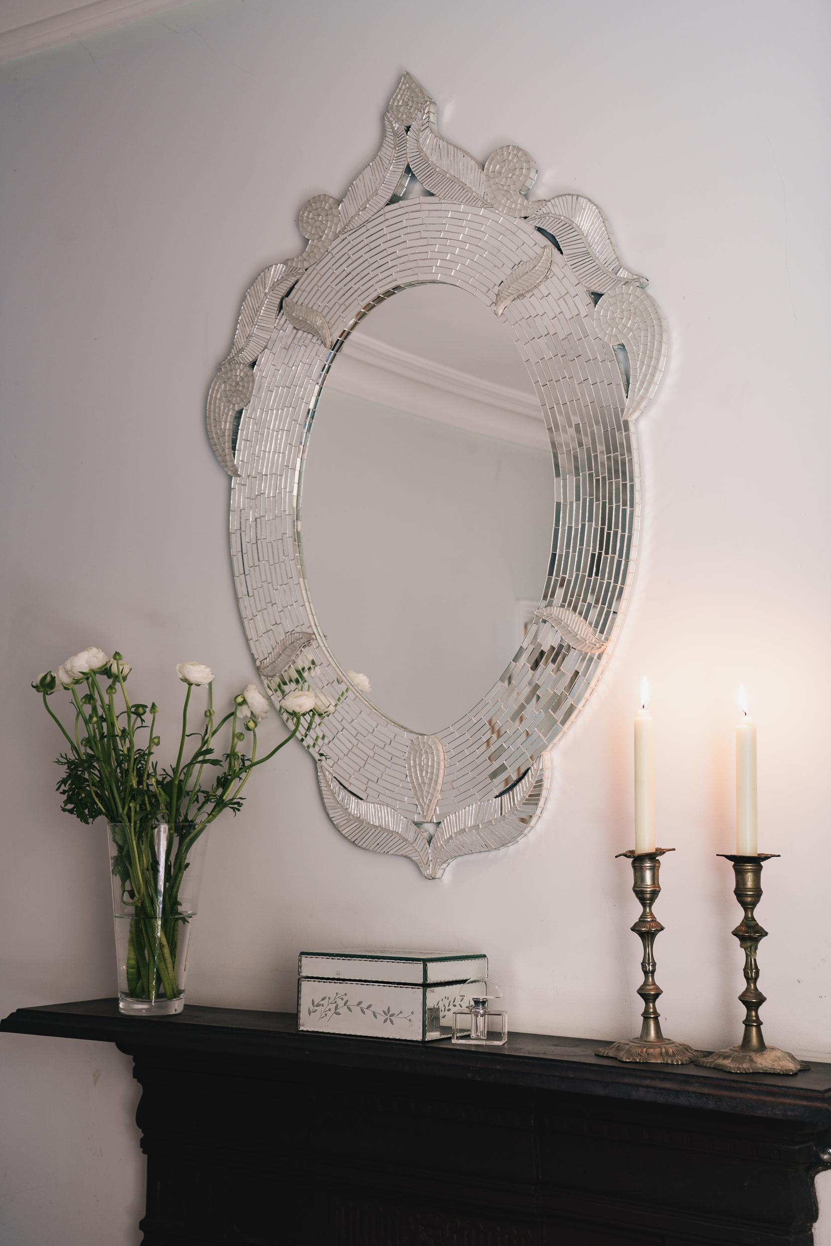 Other Palazzo Oval Mosaic Mirror, Handmade in the UK by Claire Nayman For Sale