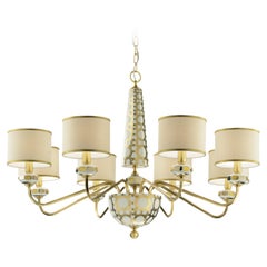 Palazzo Vecchio Collection, 8 Lights Chandelier, Gold and Platinum Decorations