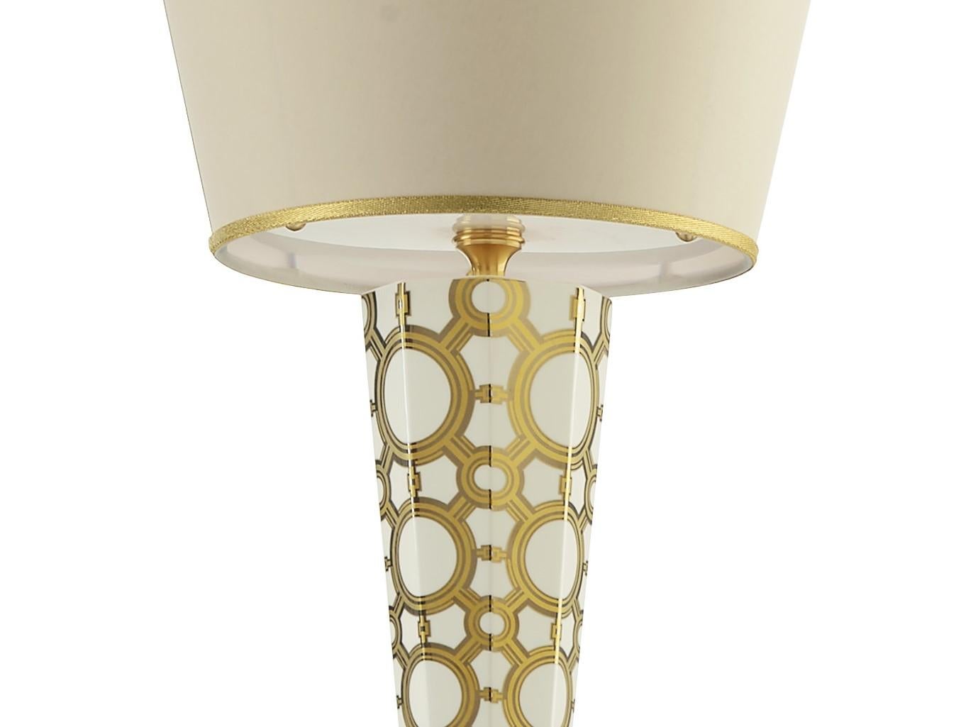 Italian Palazzo Vecchio Collection, Suspension Lamp, Gold and Platinum Decorations  For Sale
