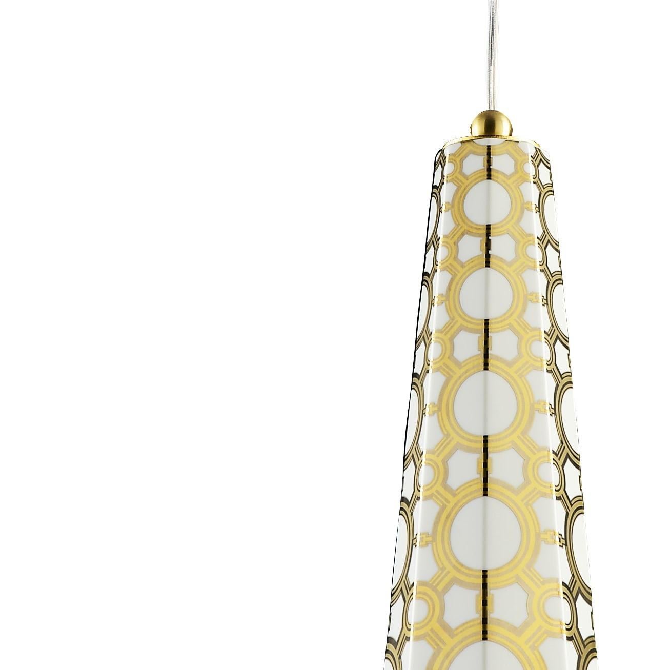 Contemporary Palazzo Vecchio Collection - Suspension Lamp - Gold and Platinum Decorations For Sale