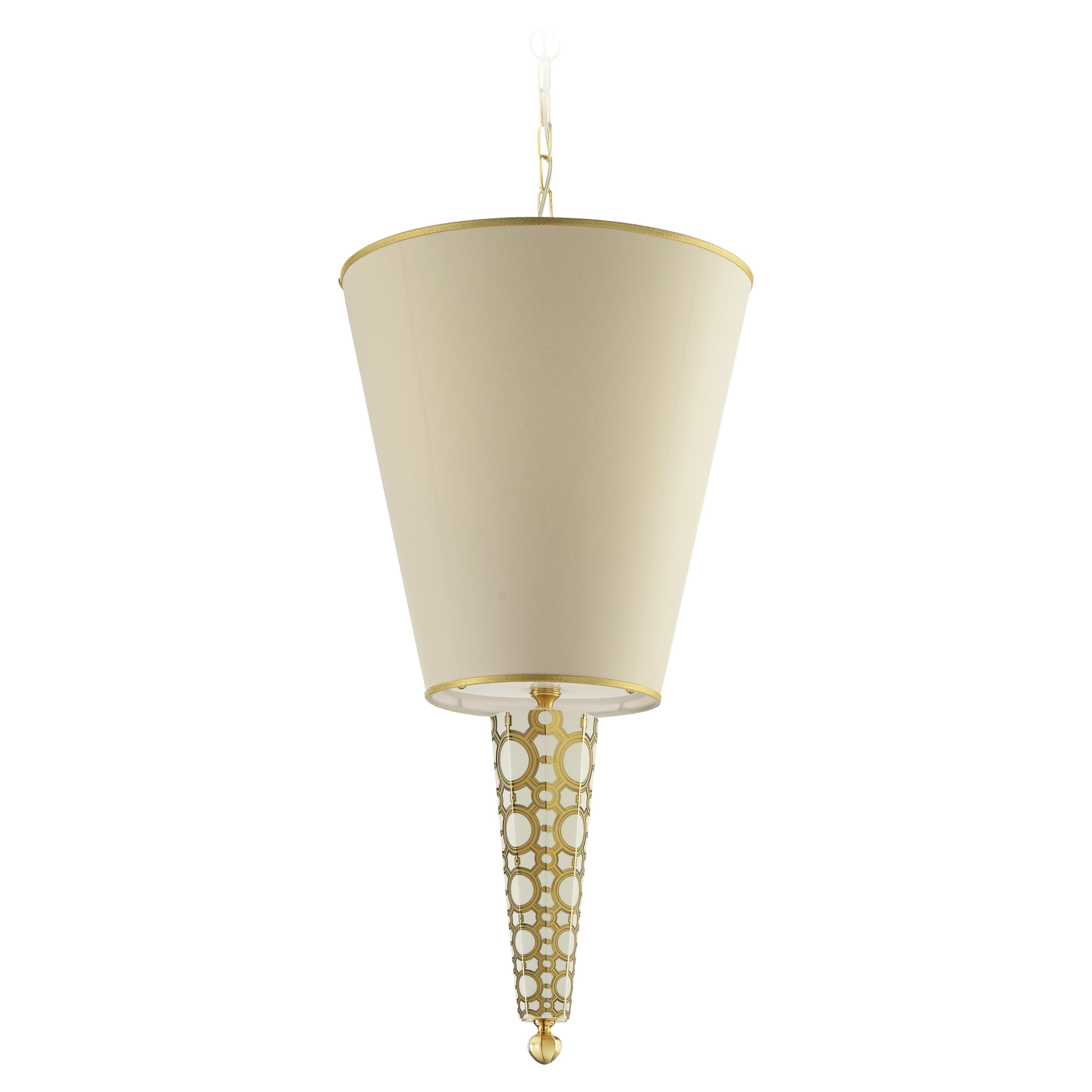 Palazzo Vecchio Collection, Suspension Lamp, Gold and Platinum Decorations  For Sale