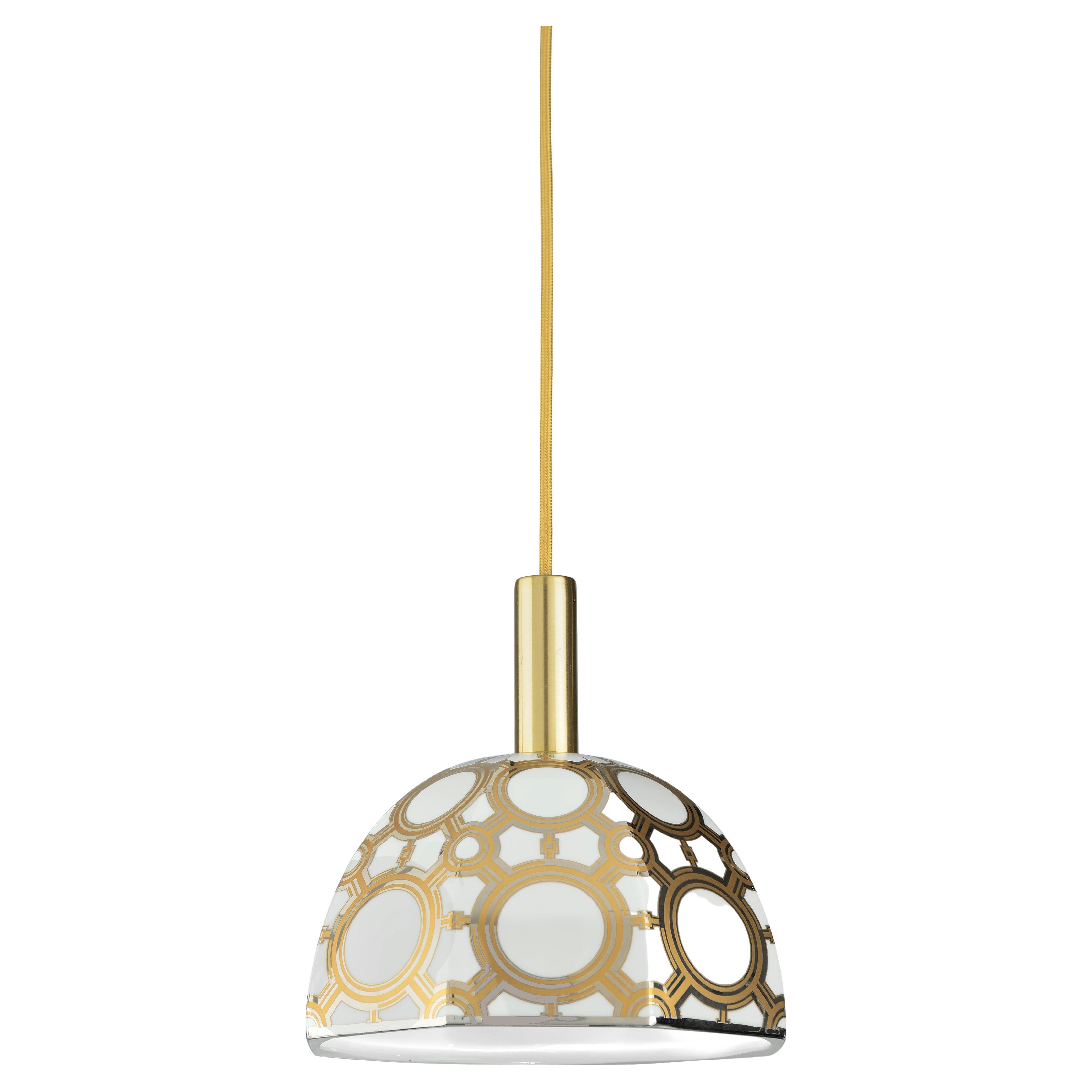 Palazzo Vecchio Collection, Suspension Lamp, Gold and Platinum Decorations For Sale