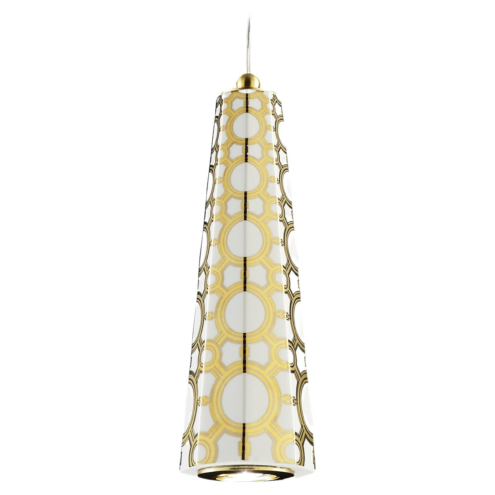 Palazzo Vecchio Collection - Suspension Lamp - Gold and Platinum Decorations For Sale