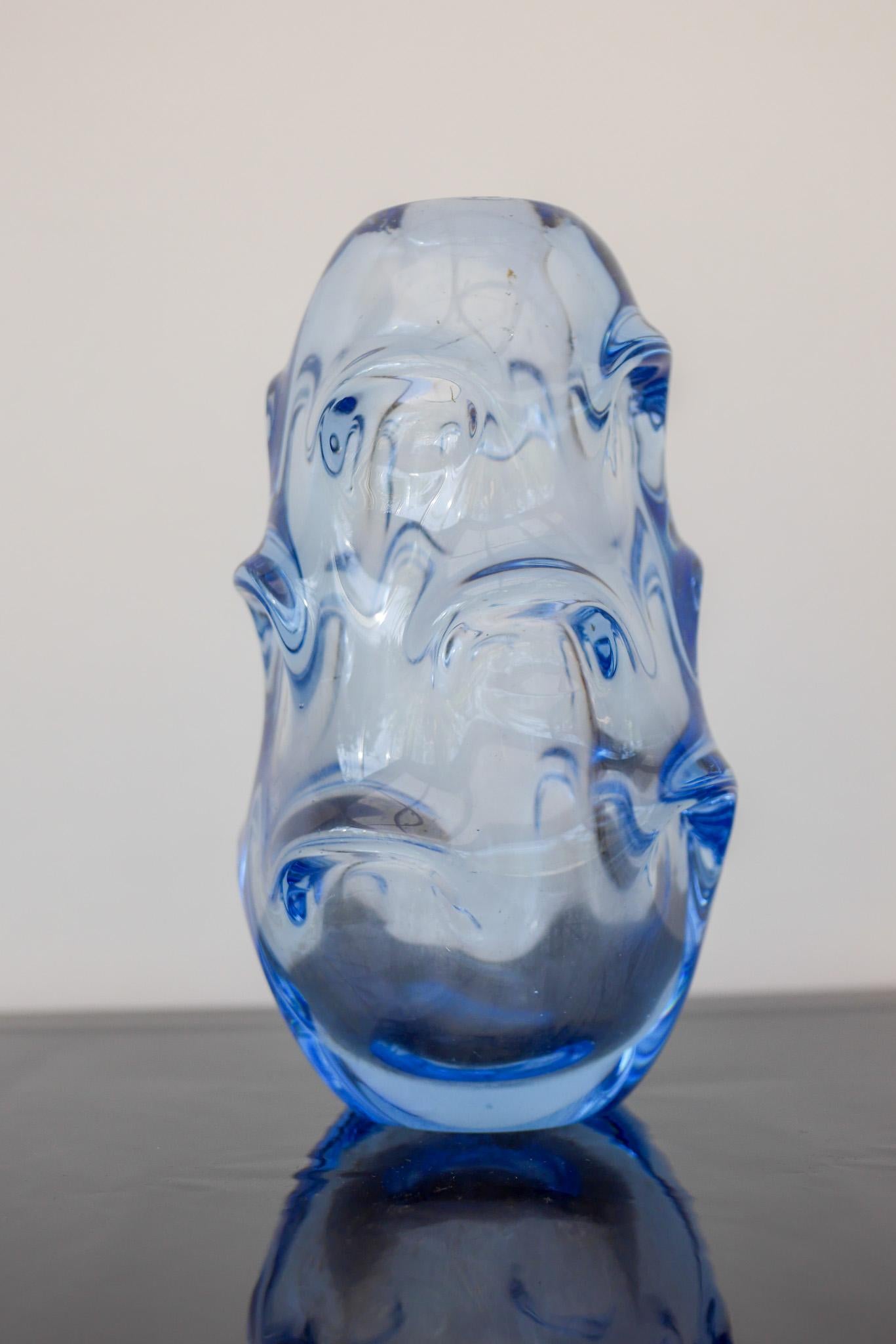 Pale Baby Blue Art Glass Vase by Börne Augustsson for Åseda, Sweden For Sale 5
