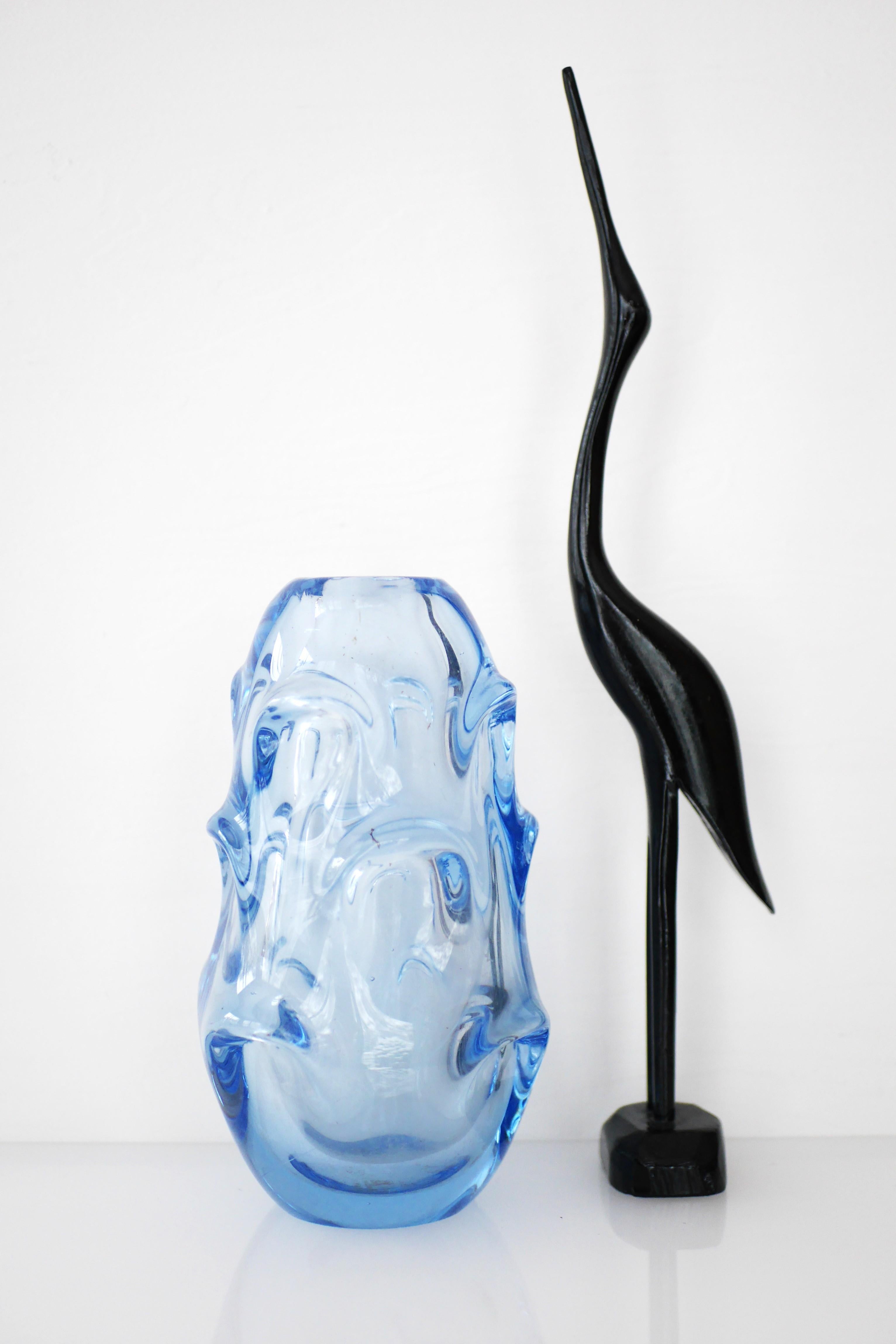 Pale Baby Blue Art Glass Vase by Börne Augustsson for Åseda, Sweden For Sale 9